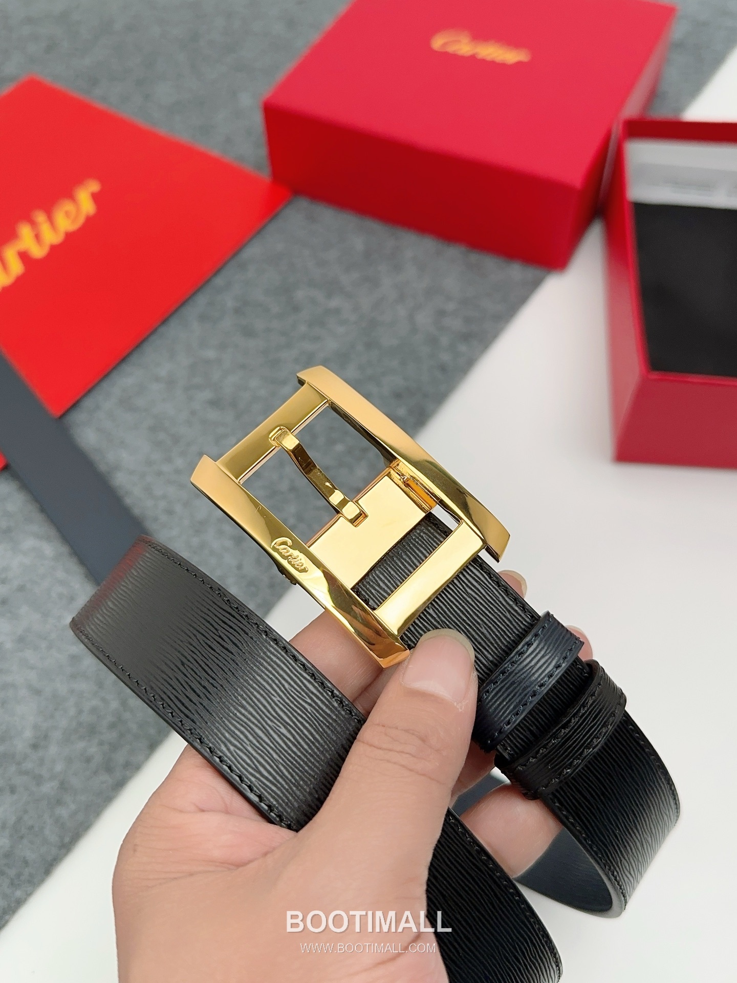 Cartier Calfskin Leather Belt with Logo Buckle Palladium 까르띠에 카프스킨 레더 벨트 로고 버클 황동 베이스 팔라듐 피니시 3.5cm 6