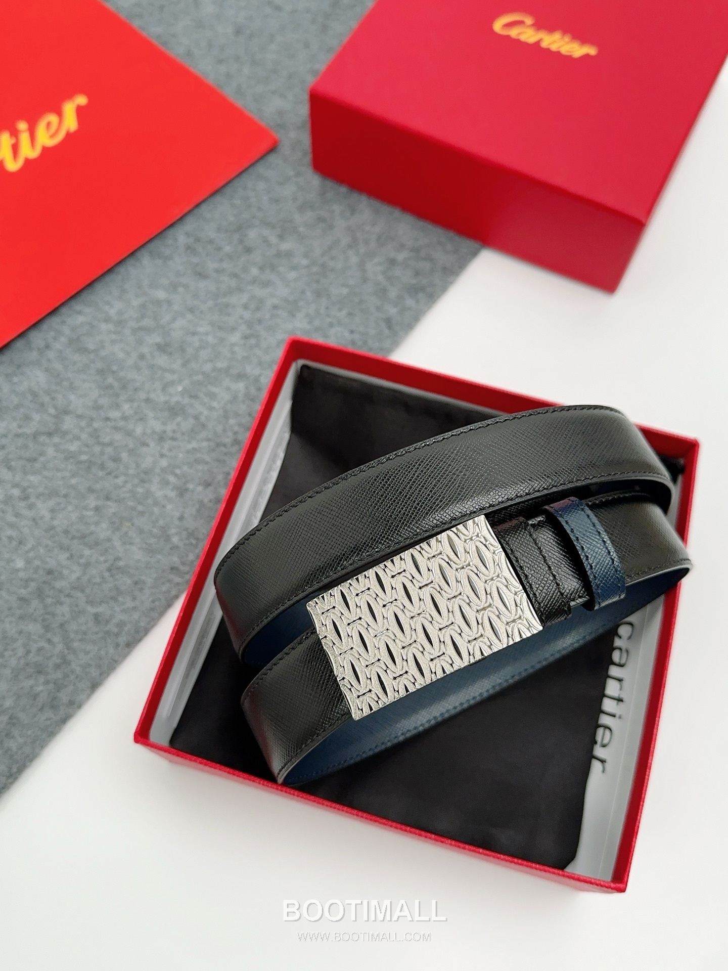 Cartier Calfskin Leather Belt with Logo Buckle Palladium 까르띠에 카프스킨 레더 벨트 로고 버클 황동 베이스 팔라듐 피니시 3.5cm 1