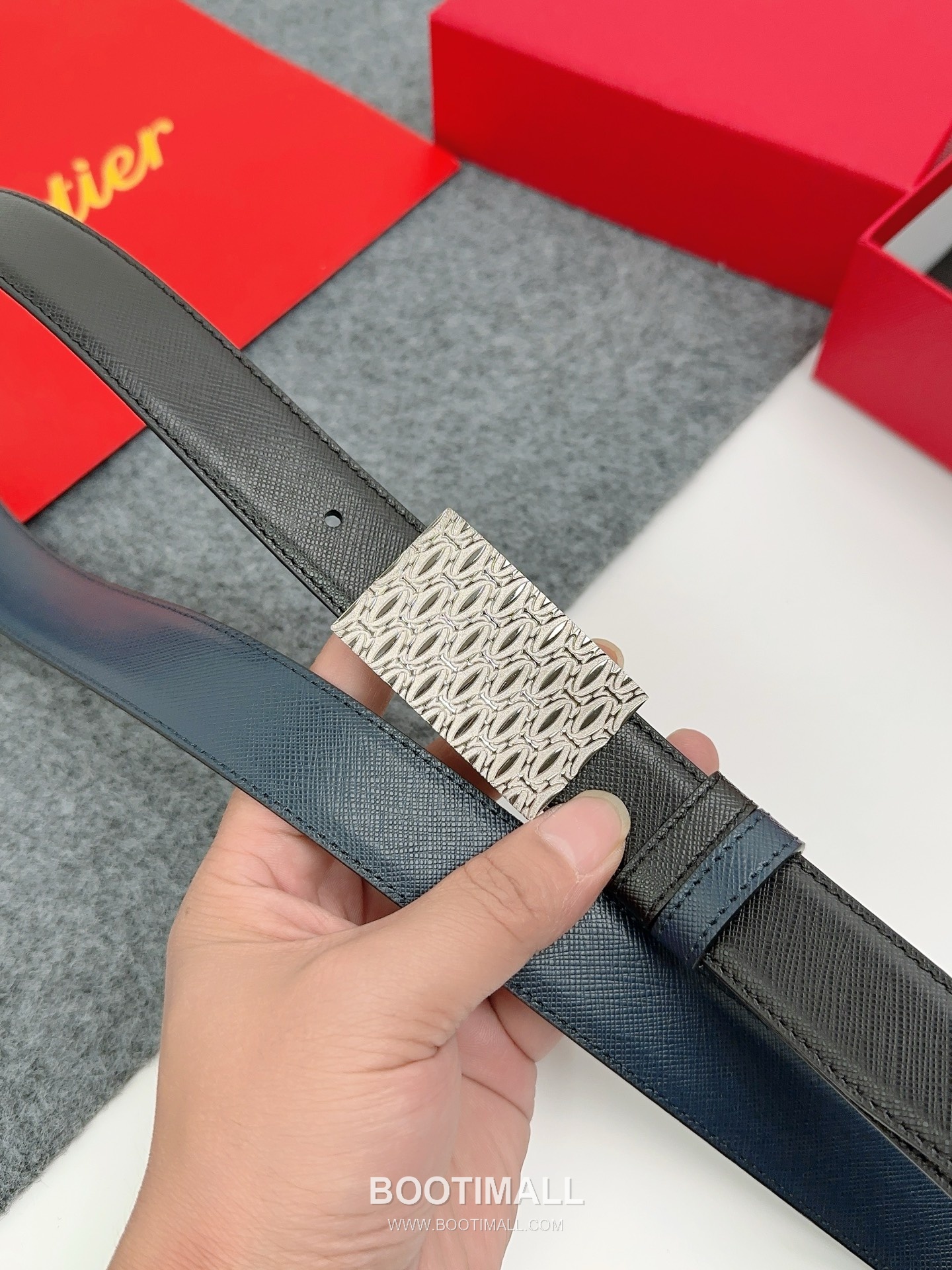 Cartier Calfskin Leather Belt with Logo Buckle Palladium 까르띠에 카프스킨 레더 벨트 로고 버클 황동 베이스 팔라듐 피니시 3.5cm 2