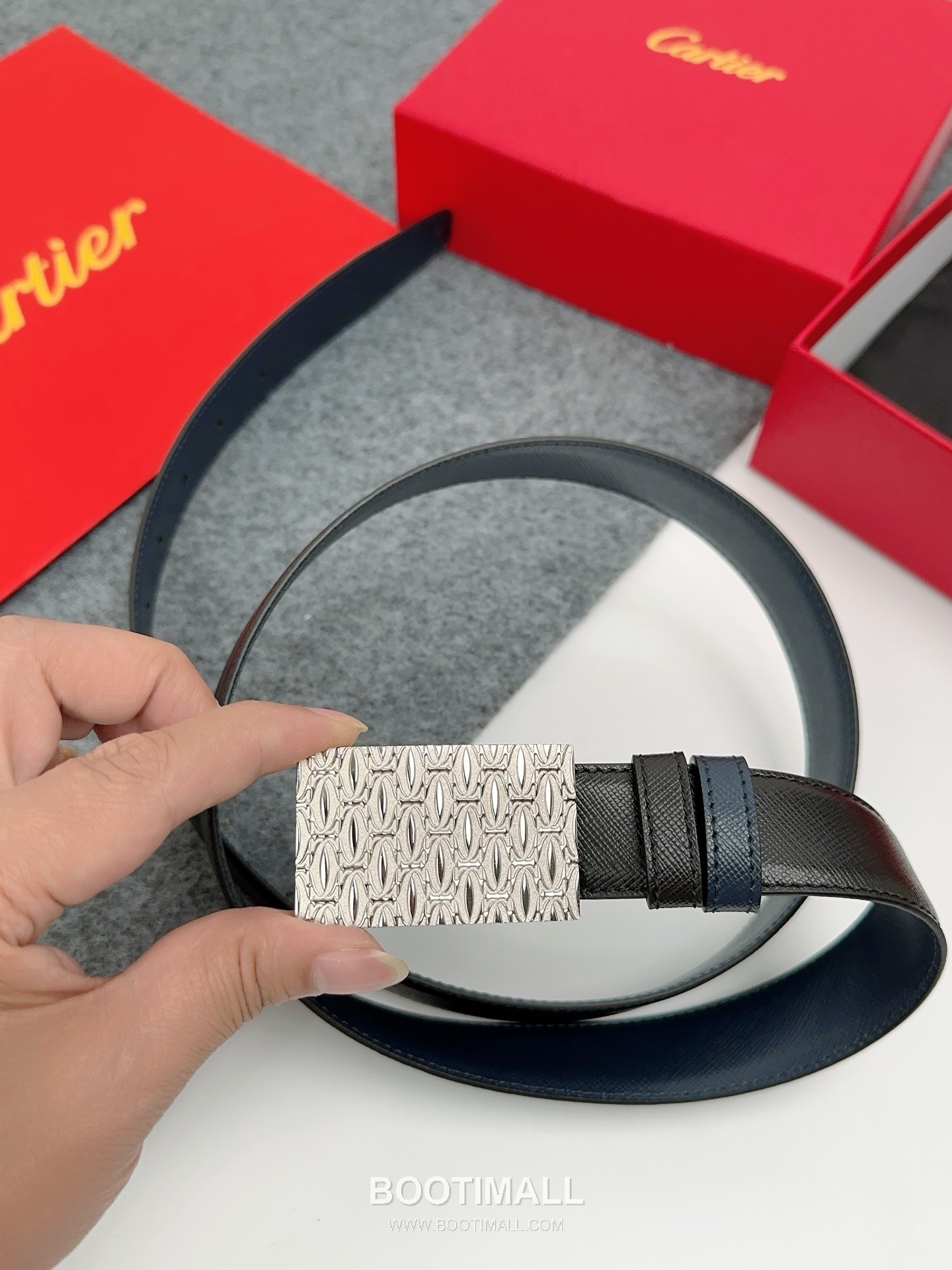 Cartier Calfskin Leather Belt with Logo Buckle Palladium 까르띠에 카프스킨 레더 벨트 로고 버클 황동 베이스 팔라듐 피니시 3.5cm 3