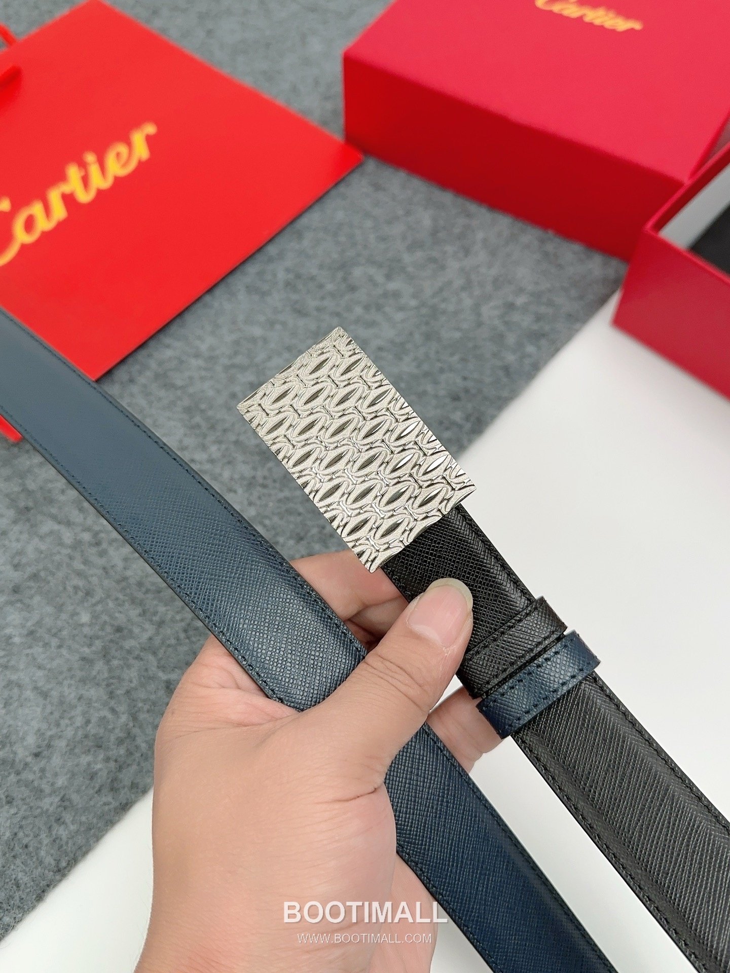 Cartier Calfskin Leather Belt with Logo Buckle Palladium 까르띠에 카프스킨 레더 벨트 로고 버클 황동 베이스 팔라듐 피니시 3.5cm 4