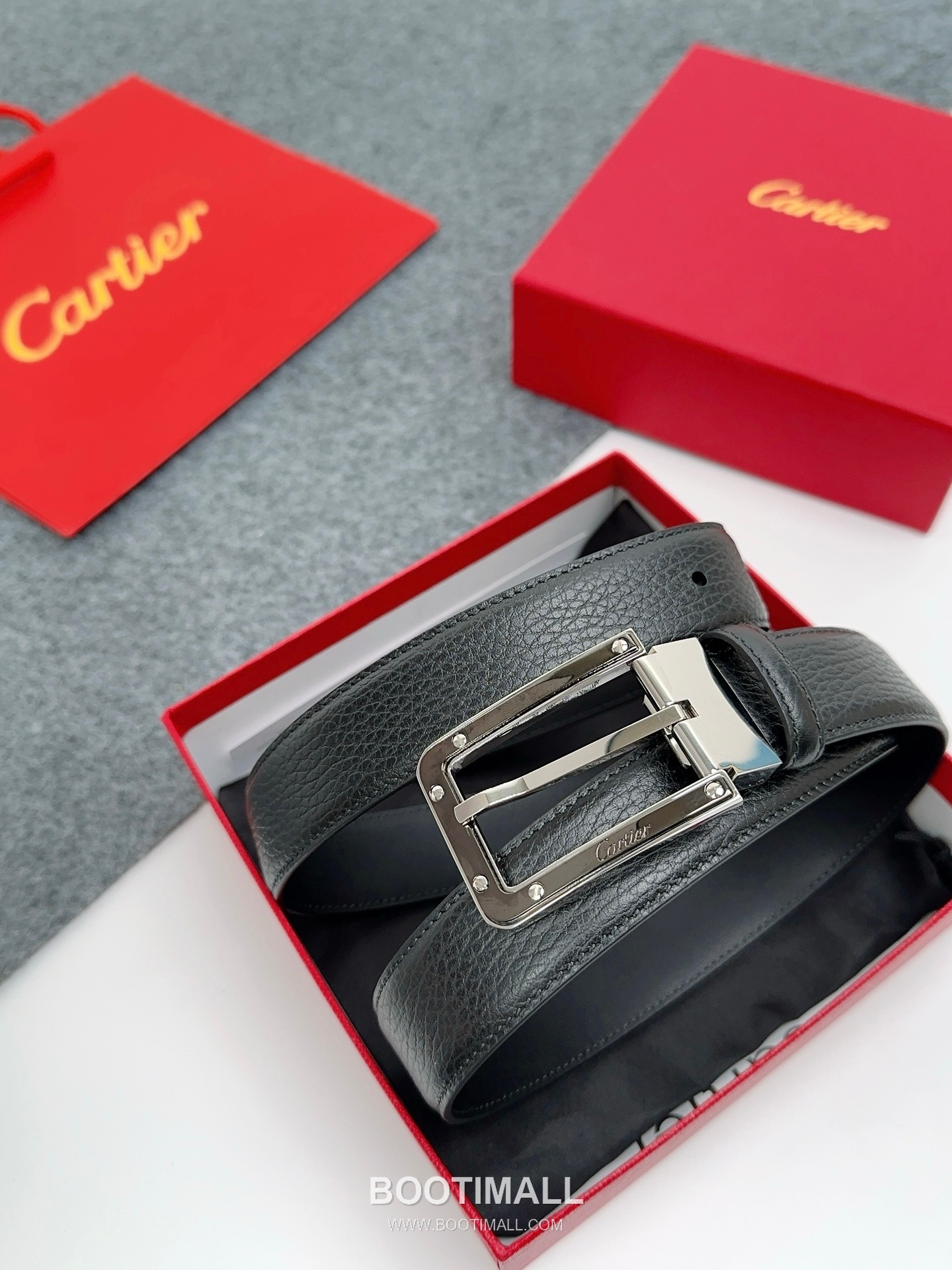 Cartier Calfskin Leather Belt with Logo Buckle Palladium 까르띠에 카프스킨 레더 벨트 로고 버클 황동 베이스 팔라듐 피니시 3.5cm 1
