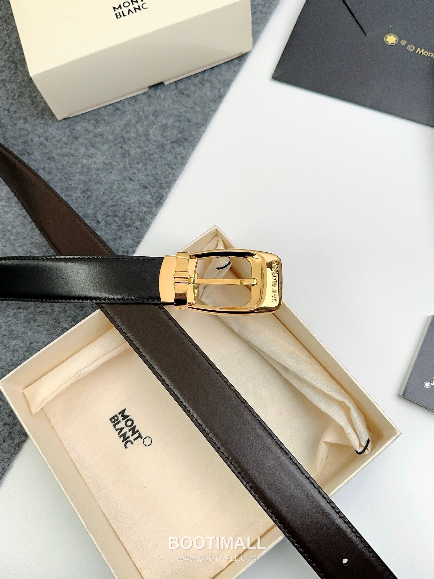 Montblanc Calfskin Leather Reversible Belt with Pin Buckle Palladium 몽블랑 카프스킨 레더 리버서블 벨트 핀 버클 황동 베이스 팔라듐 피니시 3.0cm 2