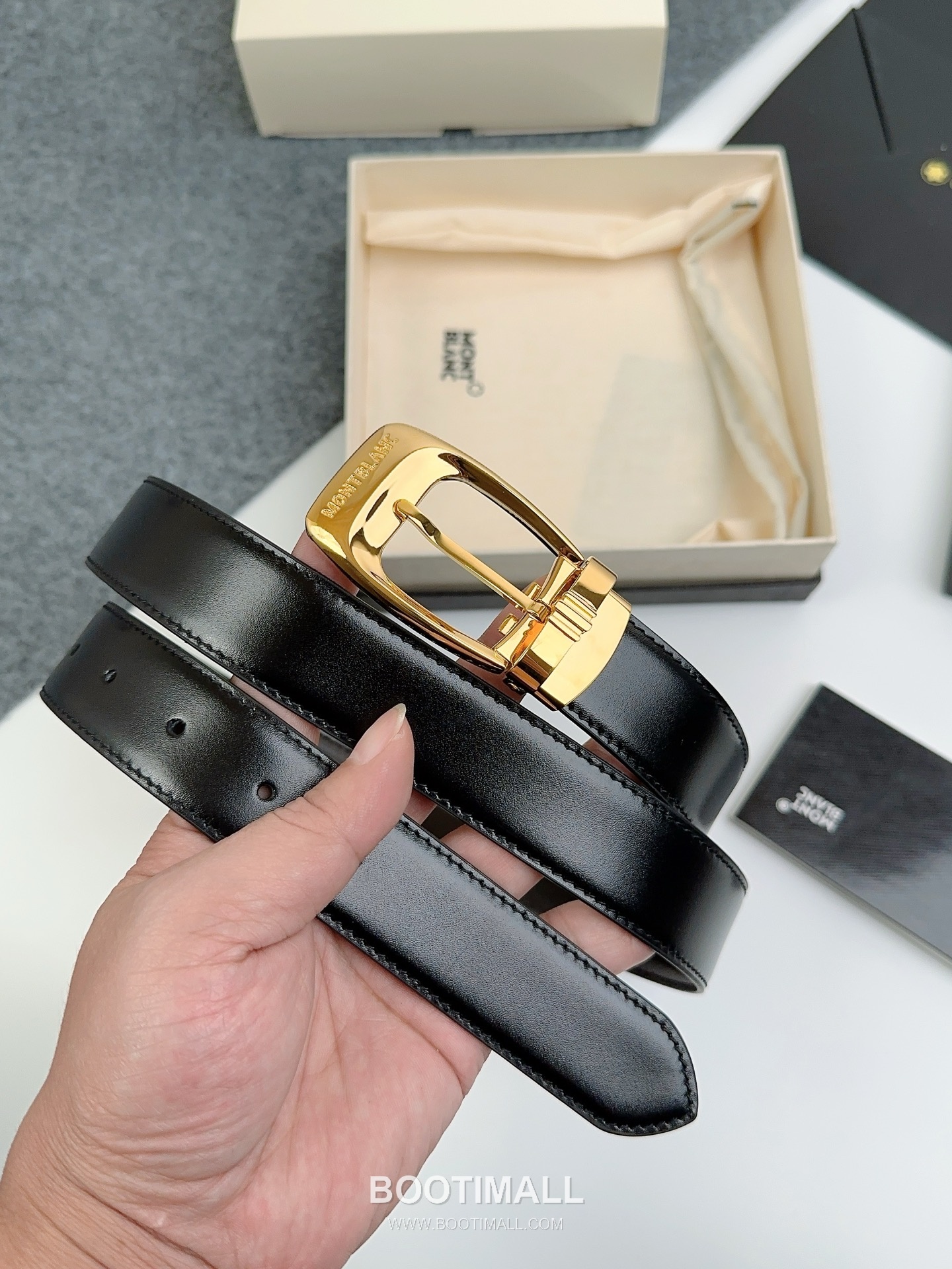 Montblanc Calfskin Leather Reversible Belt with Pin Buckle Palladium 몽블랑 카프스킨 레더 리버서블 벨트 핀 버클 황동 베이스 팔라듐 피니시 3.0cm 7