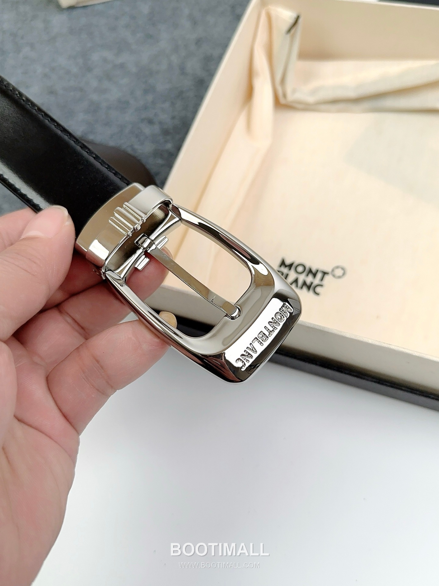 Montblanc Calfskin Leather Reversible Belt with Pin Buckle Palladium 몽블랑 카프스킨 레더 리버서블 벨트 핀 버클 황동 베이스 팔라듐 피니시 3.0cm 8