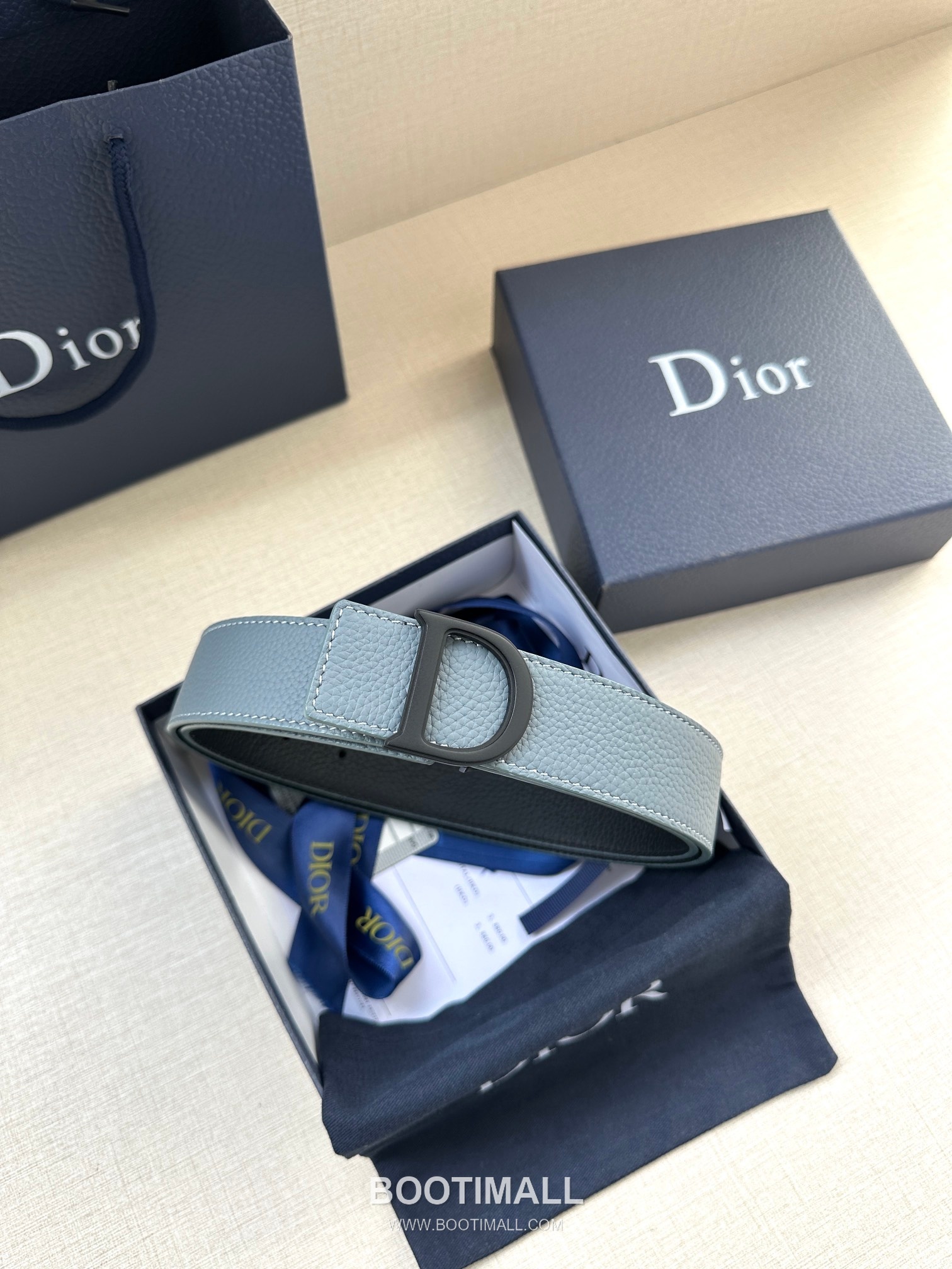 Dior Calfskin Grained Leather Reversible Belt with Logo Buckle Palladium 디올 카프스킨 그레인 레더 리버서블 벨트 로고 버클 황동 베이스 팔라듐 피니시 3.5cm 4