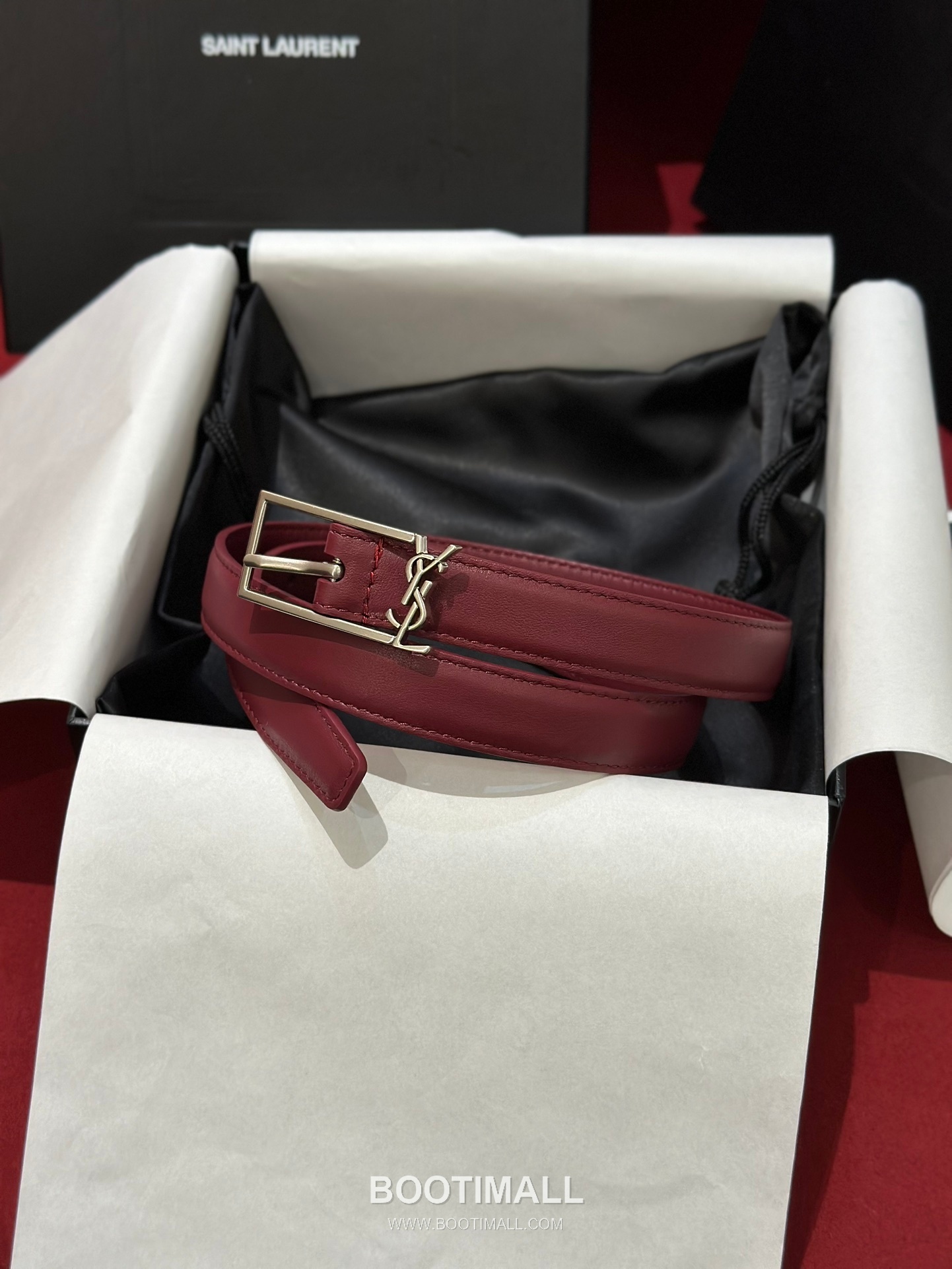 Saint Laurent Calfskin Leather Reversible Belt with YSL Logo Pin Buckle Gold-Plated 생로랑 카프스킨 레더 리버서블 벨트 YSL 로고 핀 버클 황동 베이스 금도금 2.0cm 1