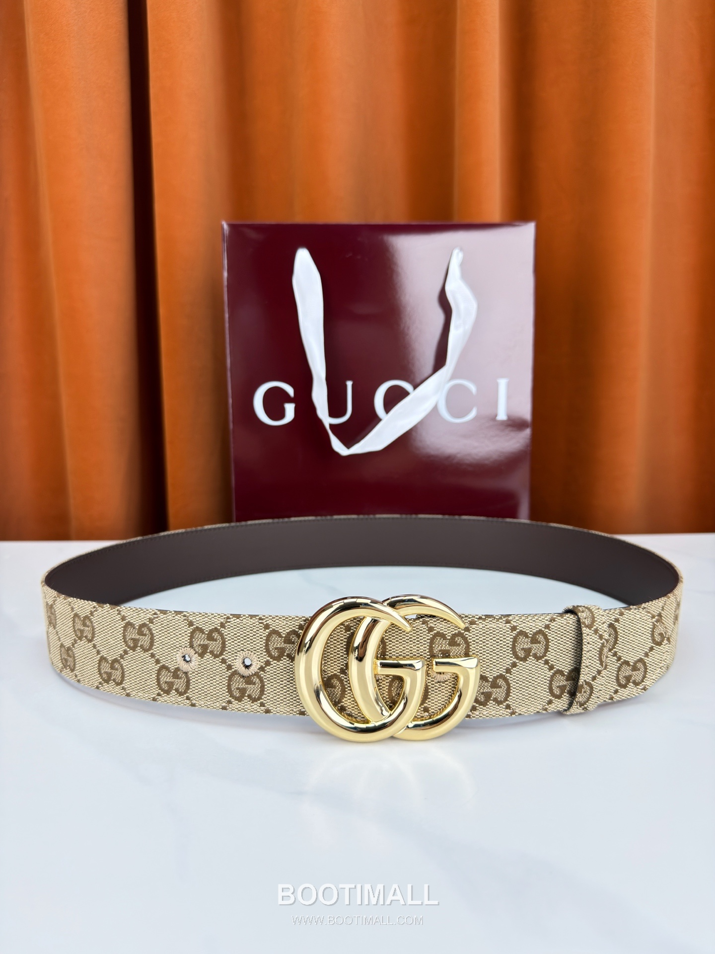 Gucci GG Jacquard Canvas Belt with Double G Buckle Gold-Plated 구찌 GG 자카드 캔버스 벨트 더블G 버클 황동 베이스 금도금 3.8cm 1