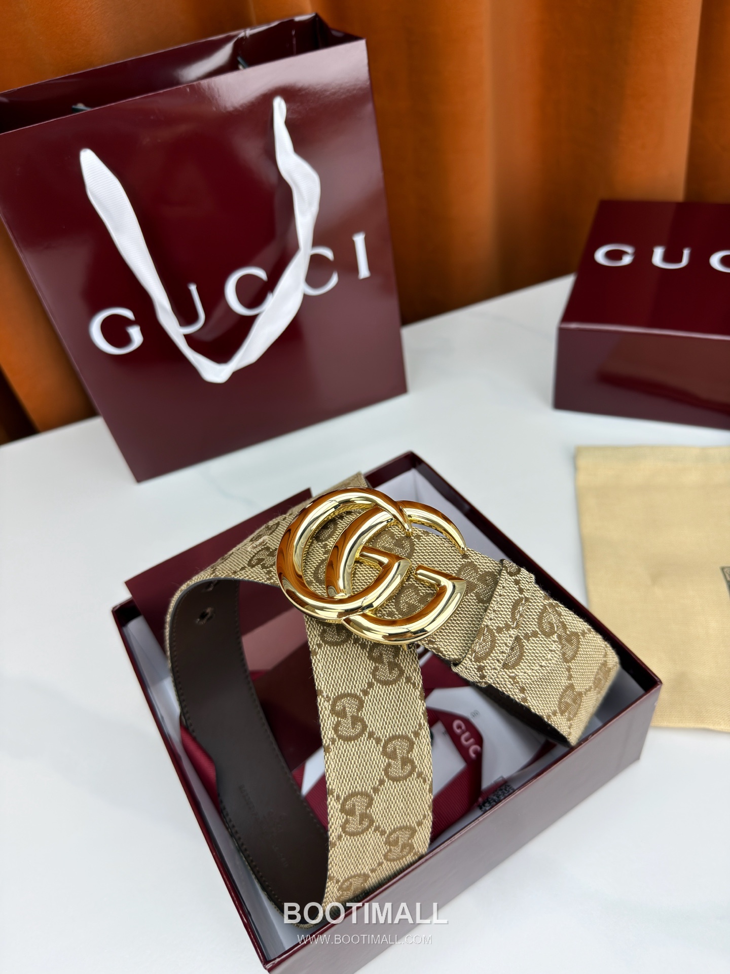 Gucci GG Jacquard Canvas Belt with Double G Buckle Gold-Plated 구찌 GG 자카드 캔버스 벨트 더블G 버클 황동 베이스 금도금 3.8cm 4