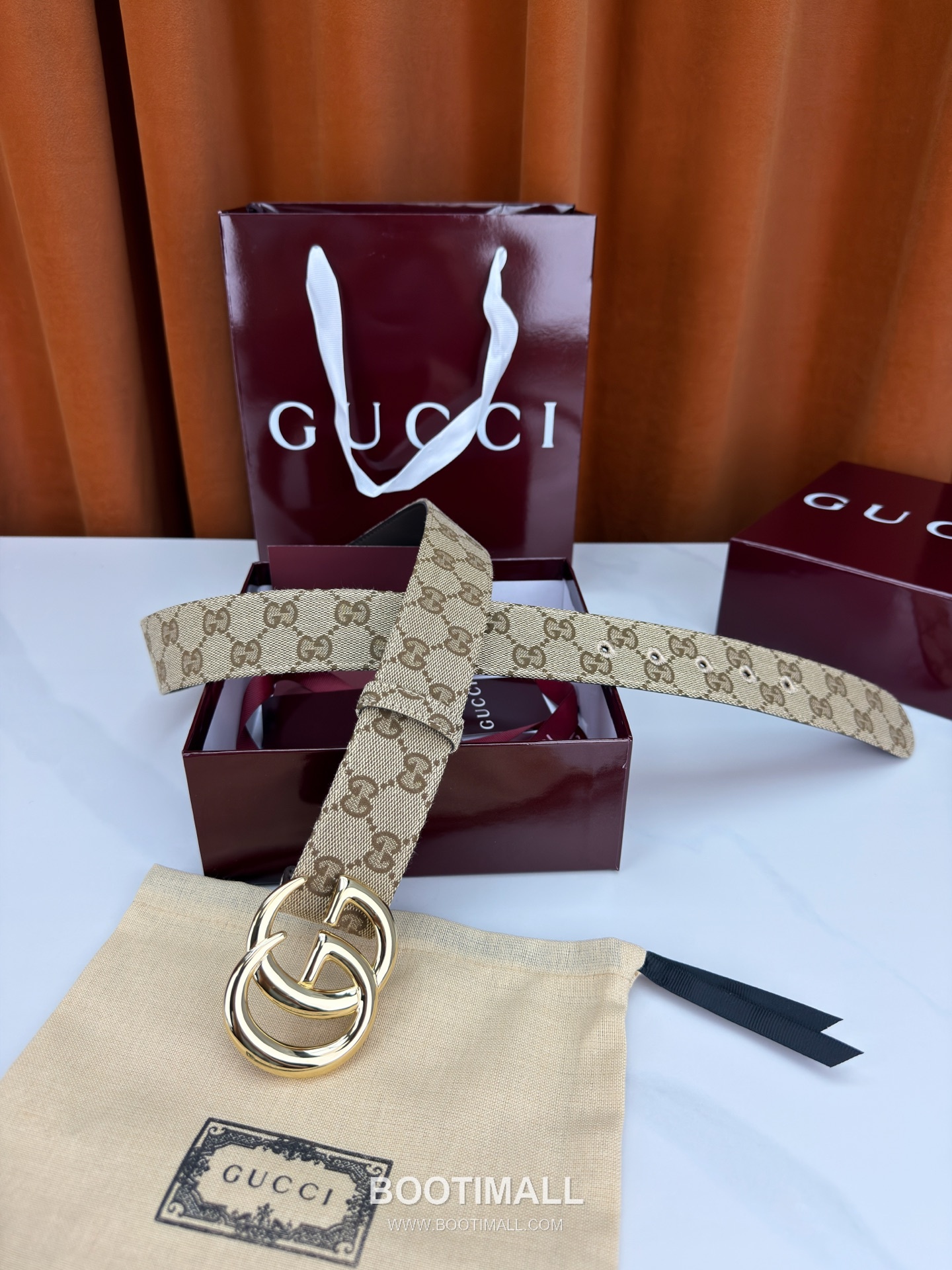 Gucci GG Jacquard Canvas Belt with Double G Buckle Gold-Plated 구찌 GG 자카드 캔버스 벨트 더블G 버클 황동 베이스 금도금 3.8cm 5