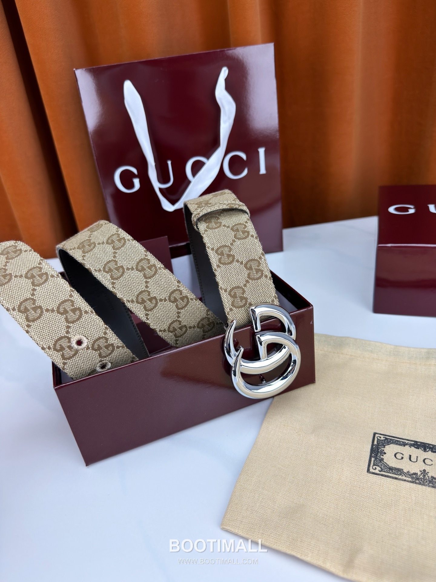 Gucci GG Jacquard Canvas Belt with Double G Buckle Gold-Plated 구찌 GG 자카드 캔버스 벨트 더블G 버클 황동 베이스 금도금 3.8cm 5