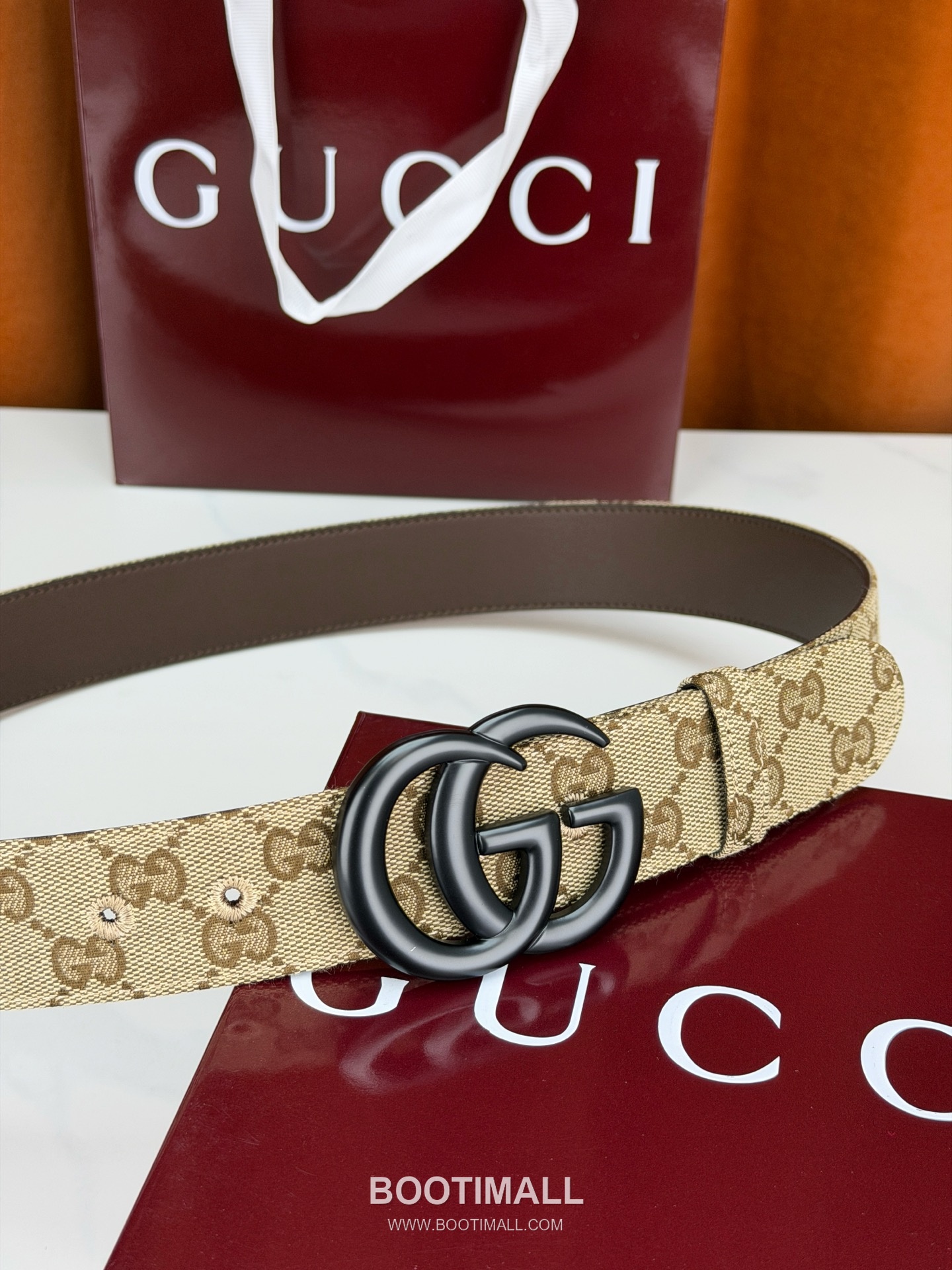 Gucci GG Jacquard Canvas Belt with Double G Buckle Gold-Plated 구찌 GG 자카드 캔버스 벨트 더블G 버클 황동 베이스 금도금 3.8cm 2
