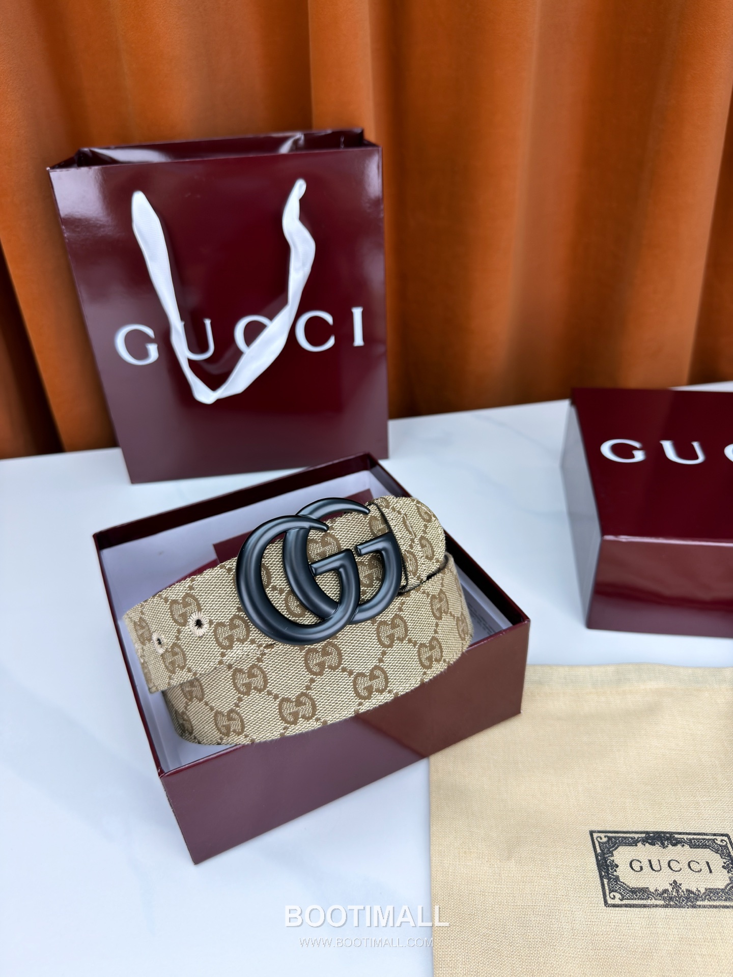 Gucci GG Jacquard Canvas Belt with Double G Buckle Gold-Plated 구찌 GG 자카드 캔버스 벨트 더블G 버클 황동 베이스 금도금 3.8cm 5