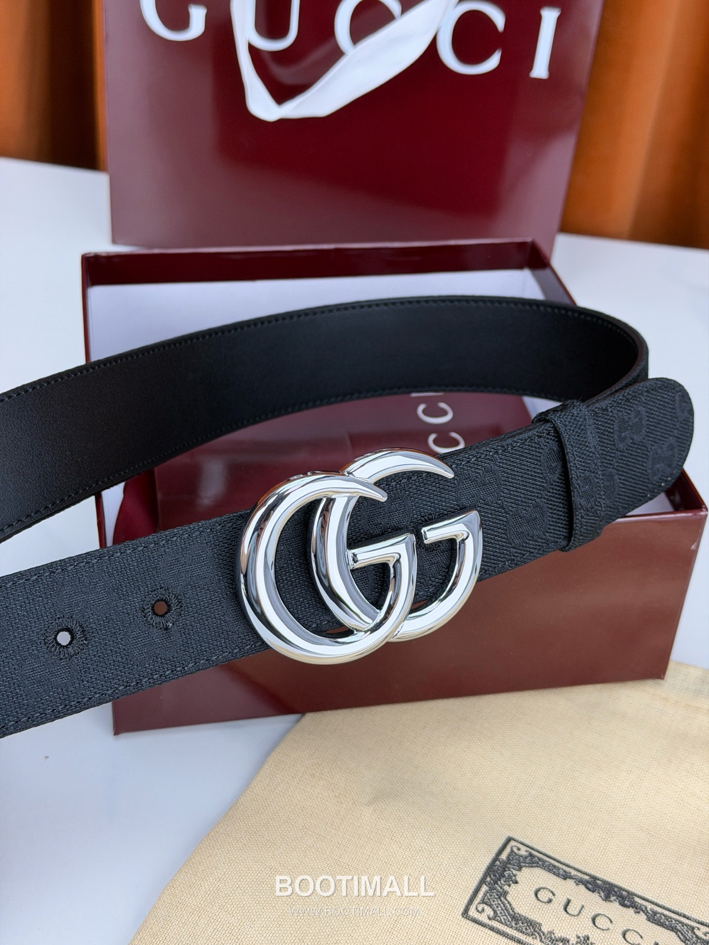 Gucci GG Jacquard Canvas Belt with Double G Buckle Gold-Plated 구찌 GG 자카드 캔버스 벨트 더블G 버클 황동 베이스 금도금 3.8cm 3