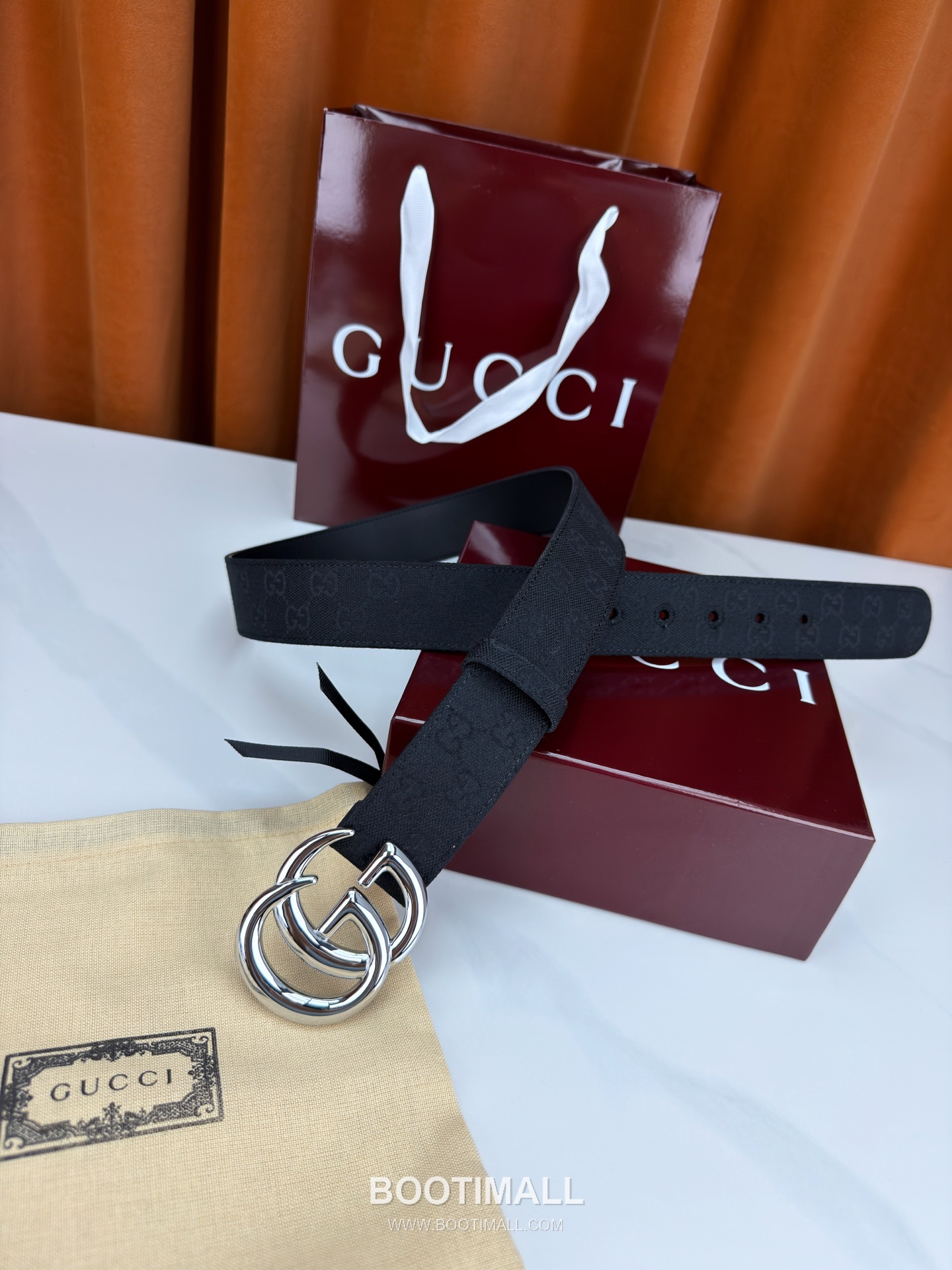 Gucci GG Jacquard Canvas Belt with Double G Buckle Gold-Plated 구찌 GG 자카드 캔버스 벨트 더블G 버클 황동 베이스 금도금 3.8cm 5