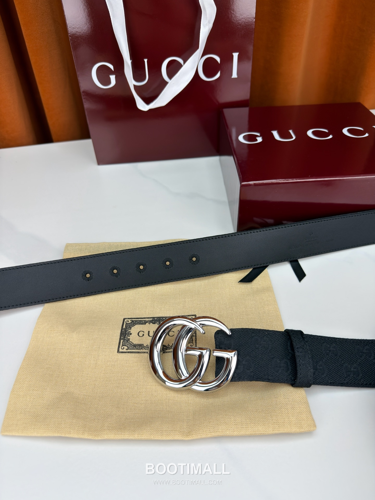 Gucci GG Jacquard Canvas Belt with Double G Buckle Gold-Plated 구찌 GG 자카드 캔버스 벨트 더블G 버클 황동 베이스 금도금 3.8cm 6