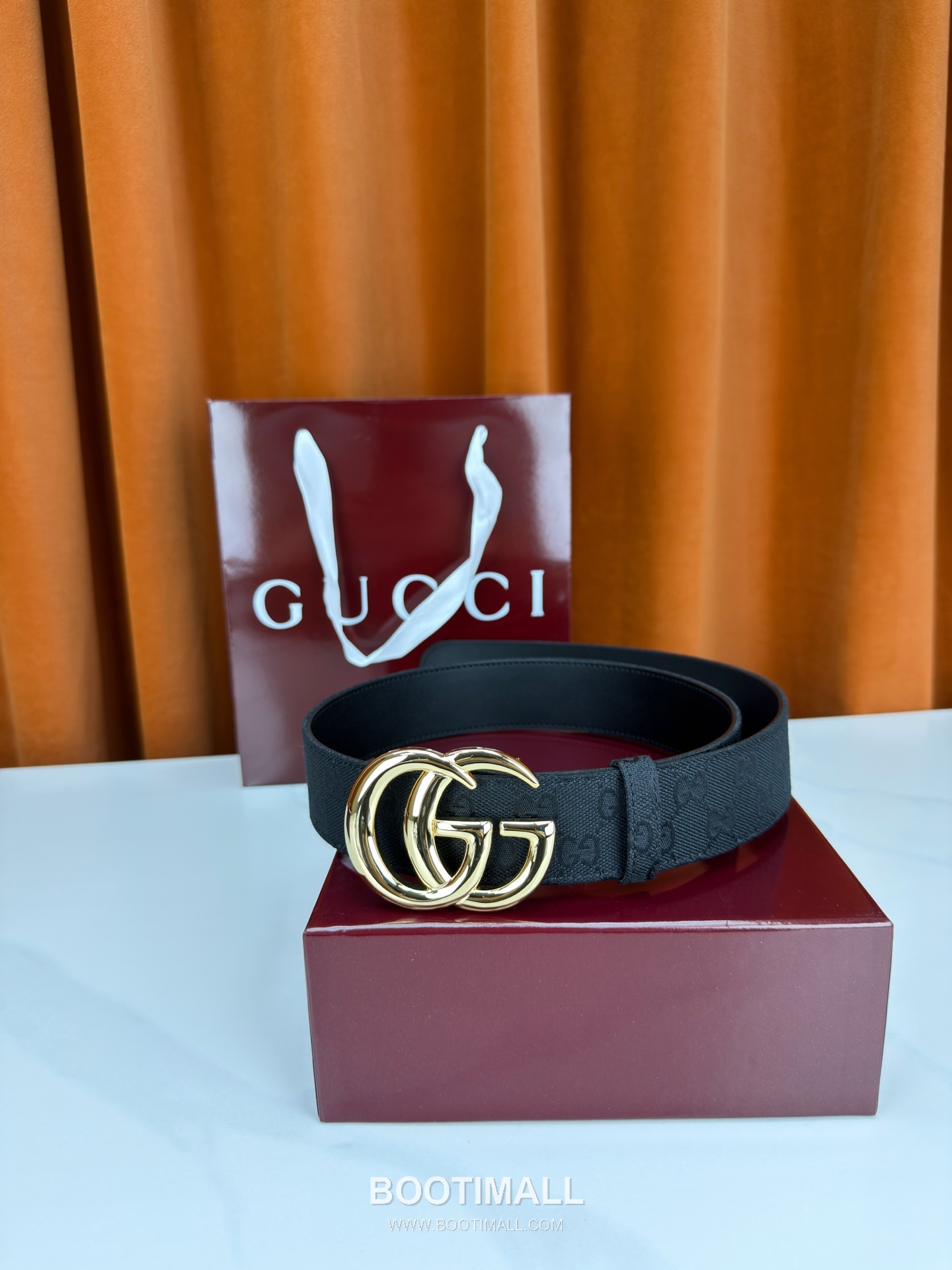 Gucci GG Jacquard Canvas Belt with Double G Buckle Gold-Plated 구찌 GG 자카드 캔버스 벨트 더블G 버클 황동 베이스 금도금 3.8cm 3