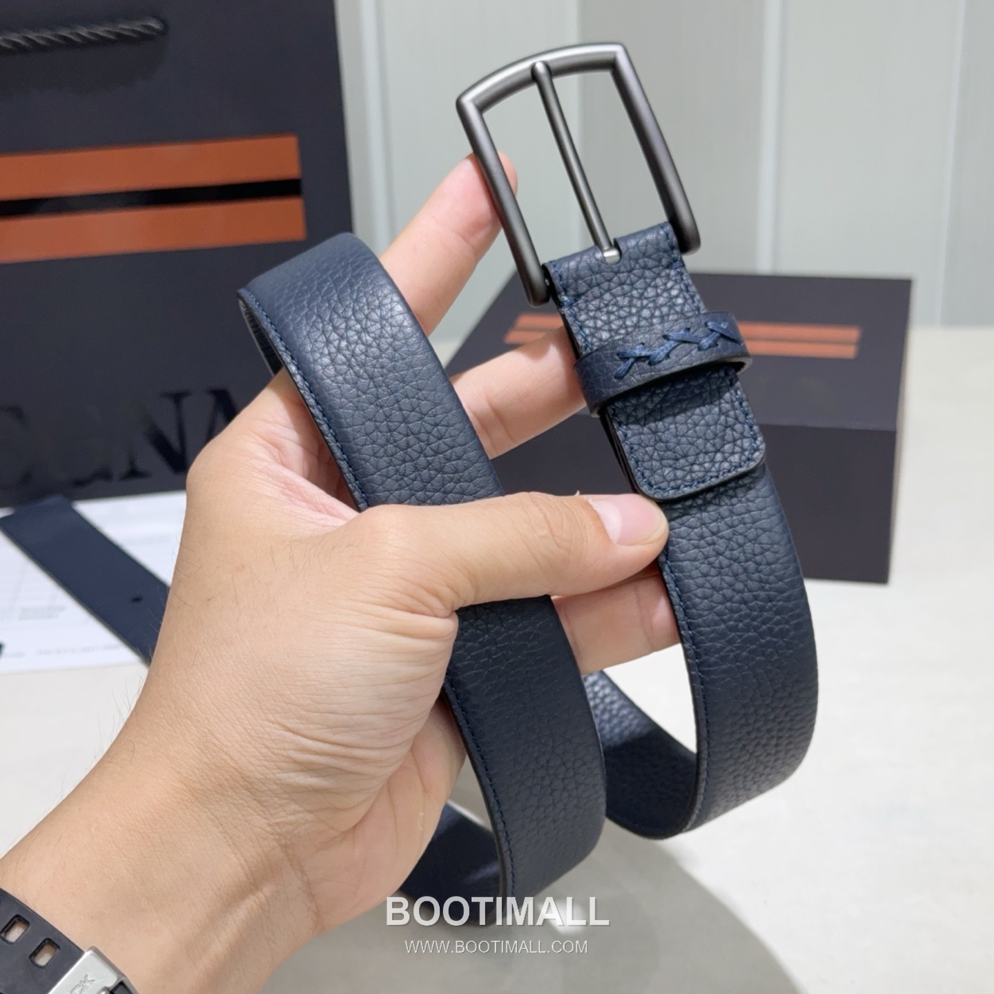 Zegna Suede Calfskin Leather Belt with Pin Buckle Palladium 제냐 스웨이드 카프스킨 레더 벨트 핀 버클 황동 베이스 팔라듐 피니시 3.2cm 7