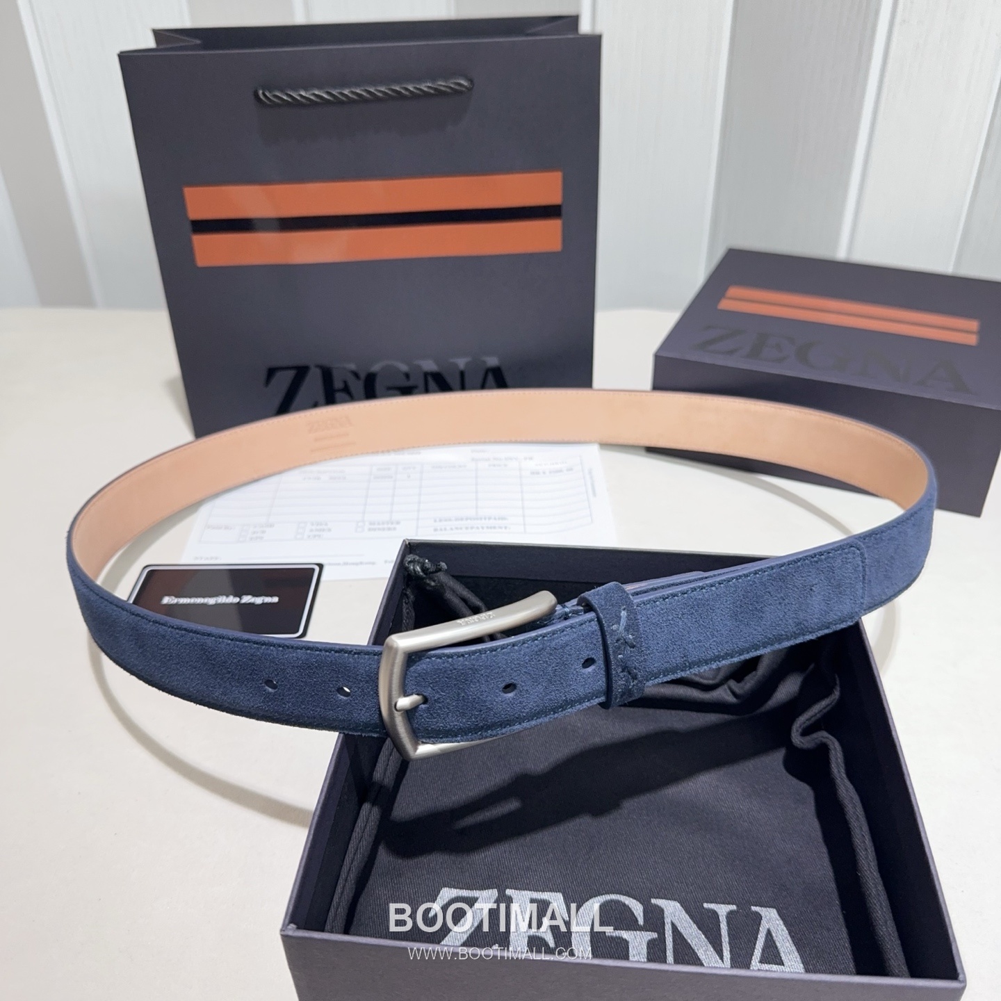 Zegna Suede Calfskin Leather Belt with Pin Buckle Palladium 제냐 스웨이드 카프스킨 레더 벨트 핀 버클 황동 베이스 팔라듐 피니시 3.2cm 1