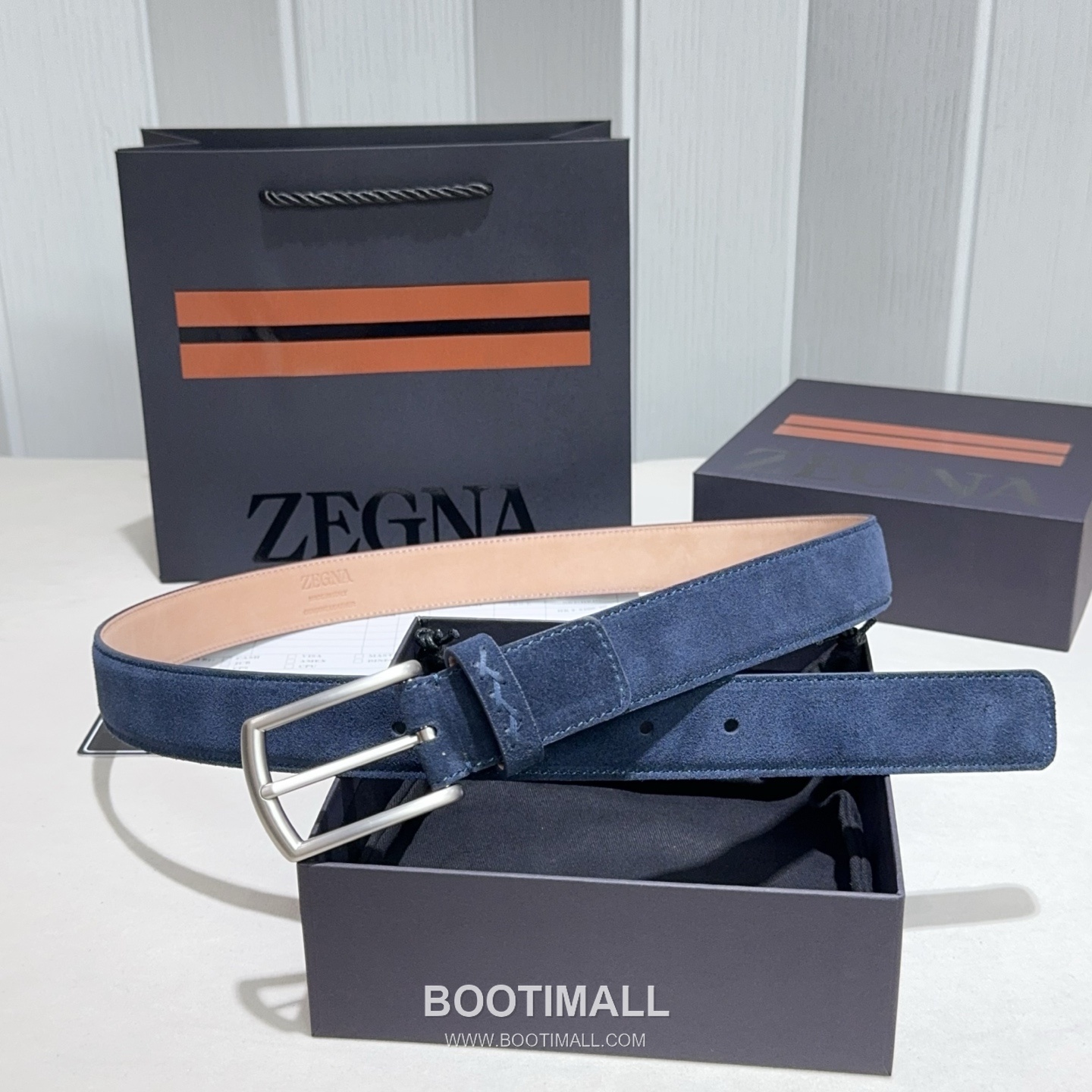 Zegna Suede Calfskin Leather Belt with Pin Buckle Palladium 제냐 스웨이드 카프스킨 레더 벨트 핀 버클 황동 베이스 팔라듐 피니시 3.2cm 3