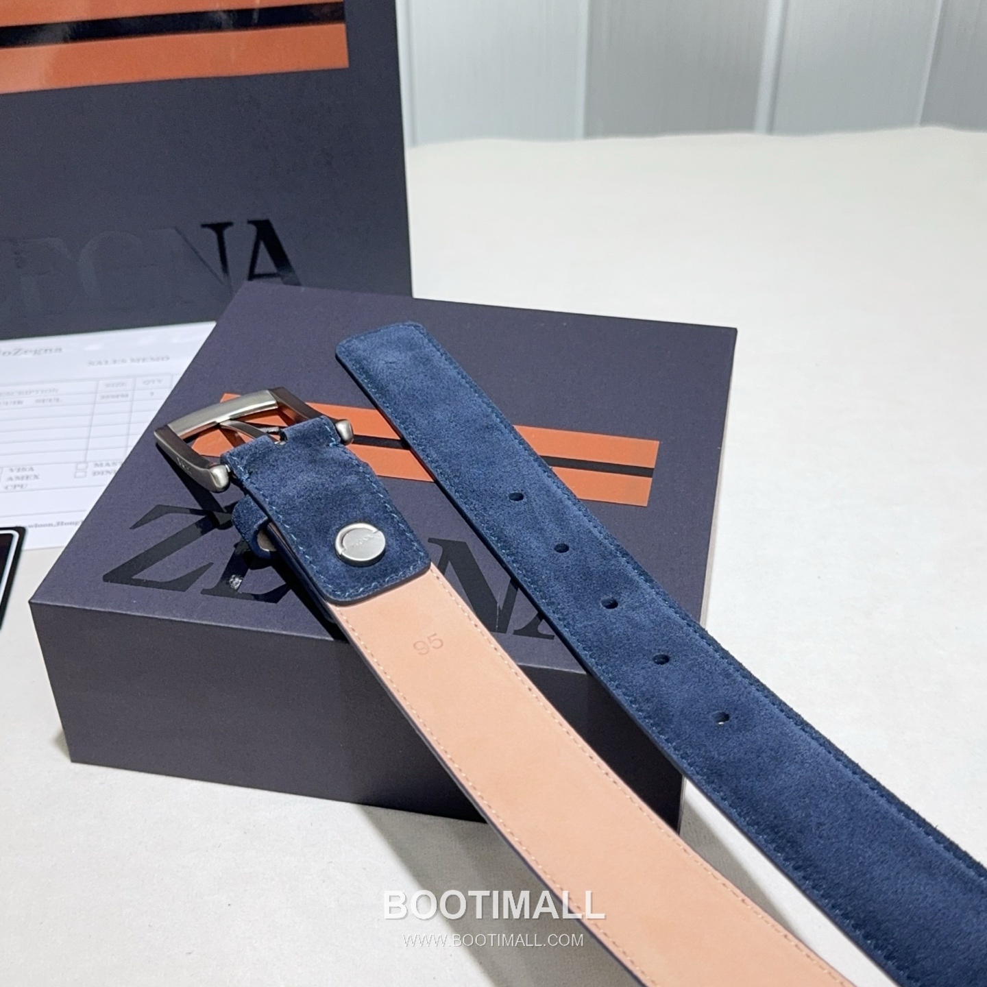 Zegna Suede Calfskin Leather Belt with Pin Buckle Palladium 제냐 스웨이드 카프스킨 레더 벨트 핀 버클 황동 베이스 팔라듐 피니시 3.2cm 5