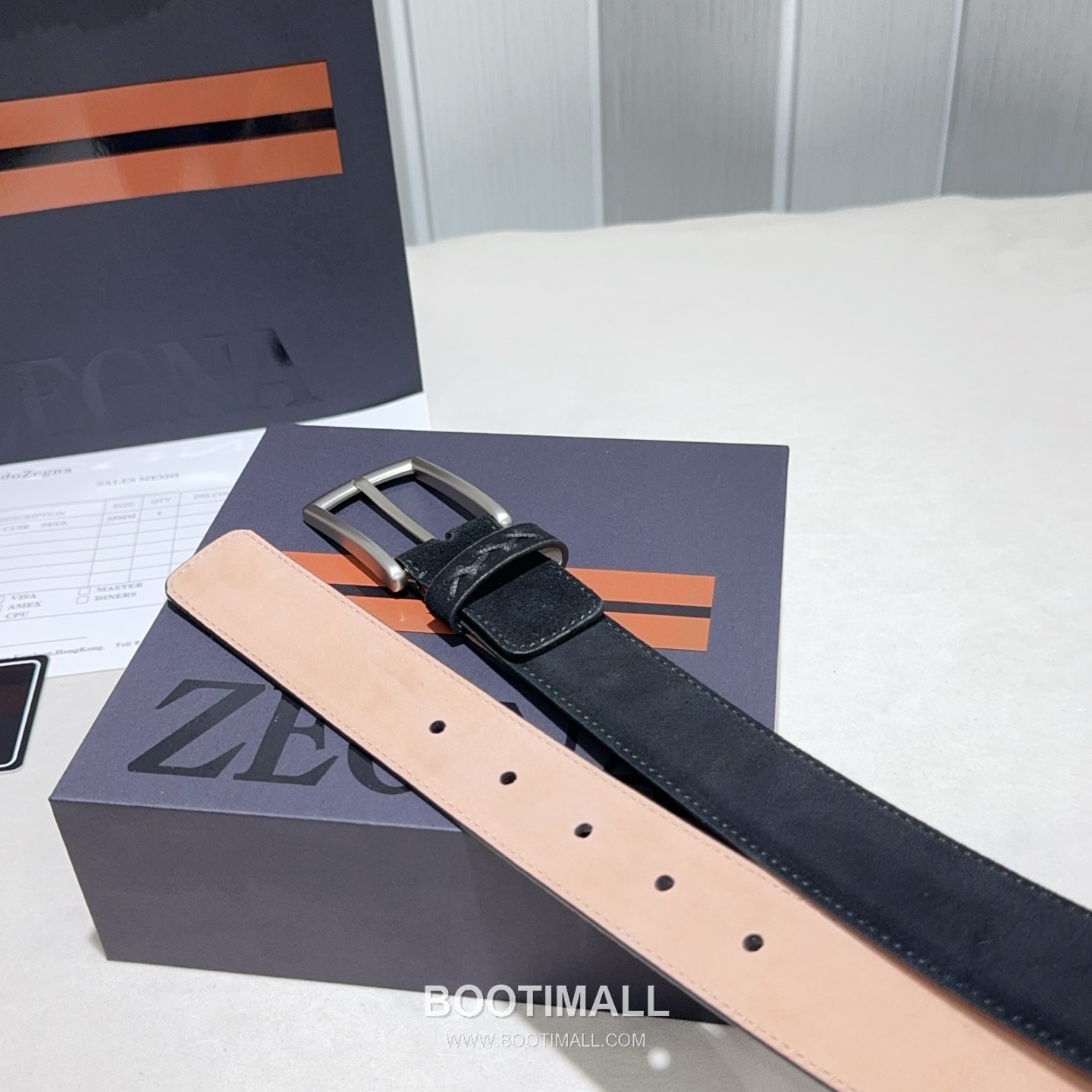 Zegna Suede Calfskin Leather Belt with Pin Buckle Palladium 제냐 스웨이드 카프스킨 레더 벨트 핀 버클 황동 베이스 팔라듐 피니시 3.2cm 4