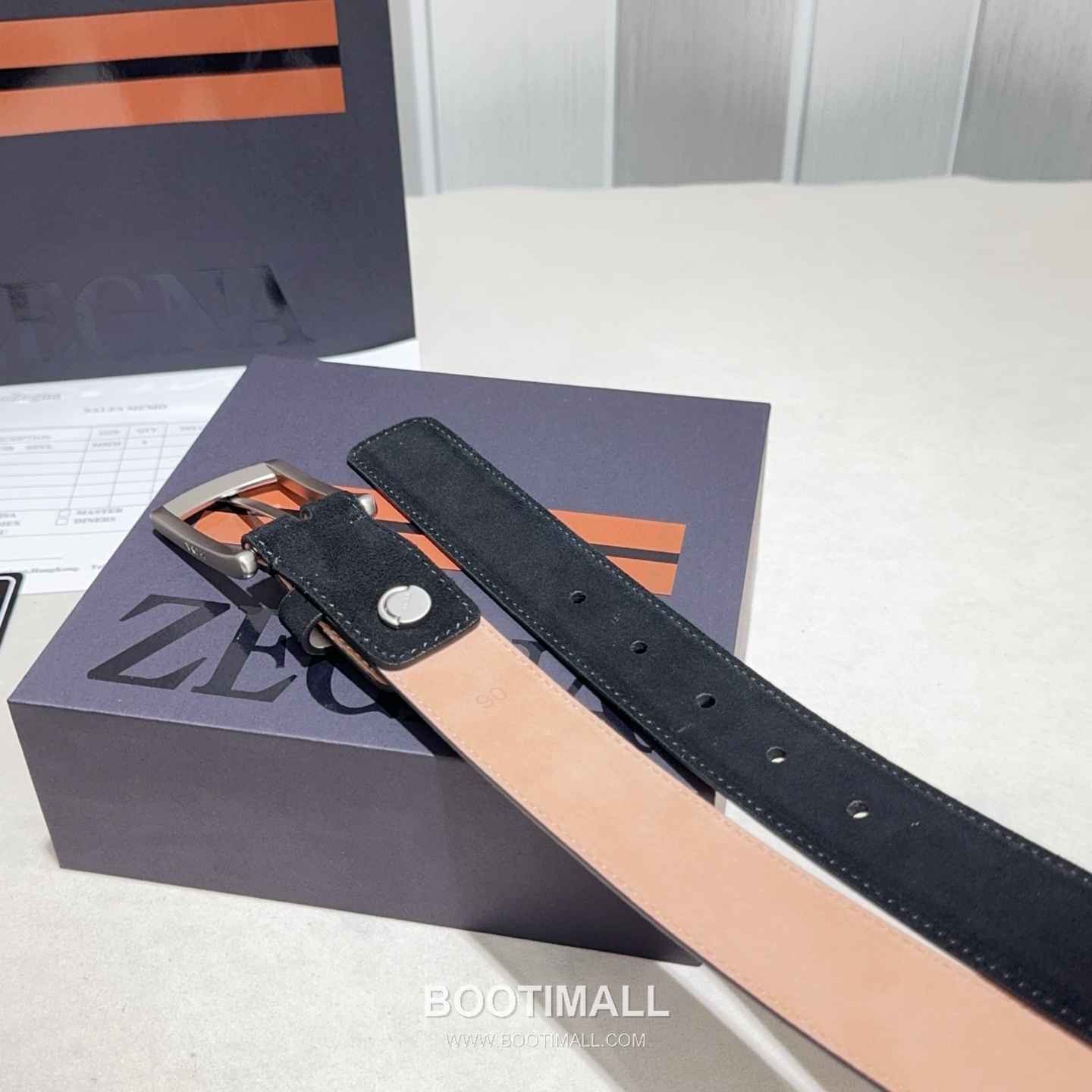 Zegna Suede Calfskin Leather Belt with Pin Buckle Palladium 제냐 스웨이드 카프스킨 레더 벨트 핀 버클 황동 베이스 팔라듐 피니시 3.2cm 5