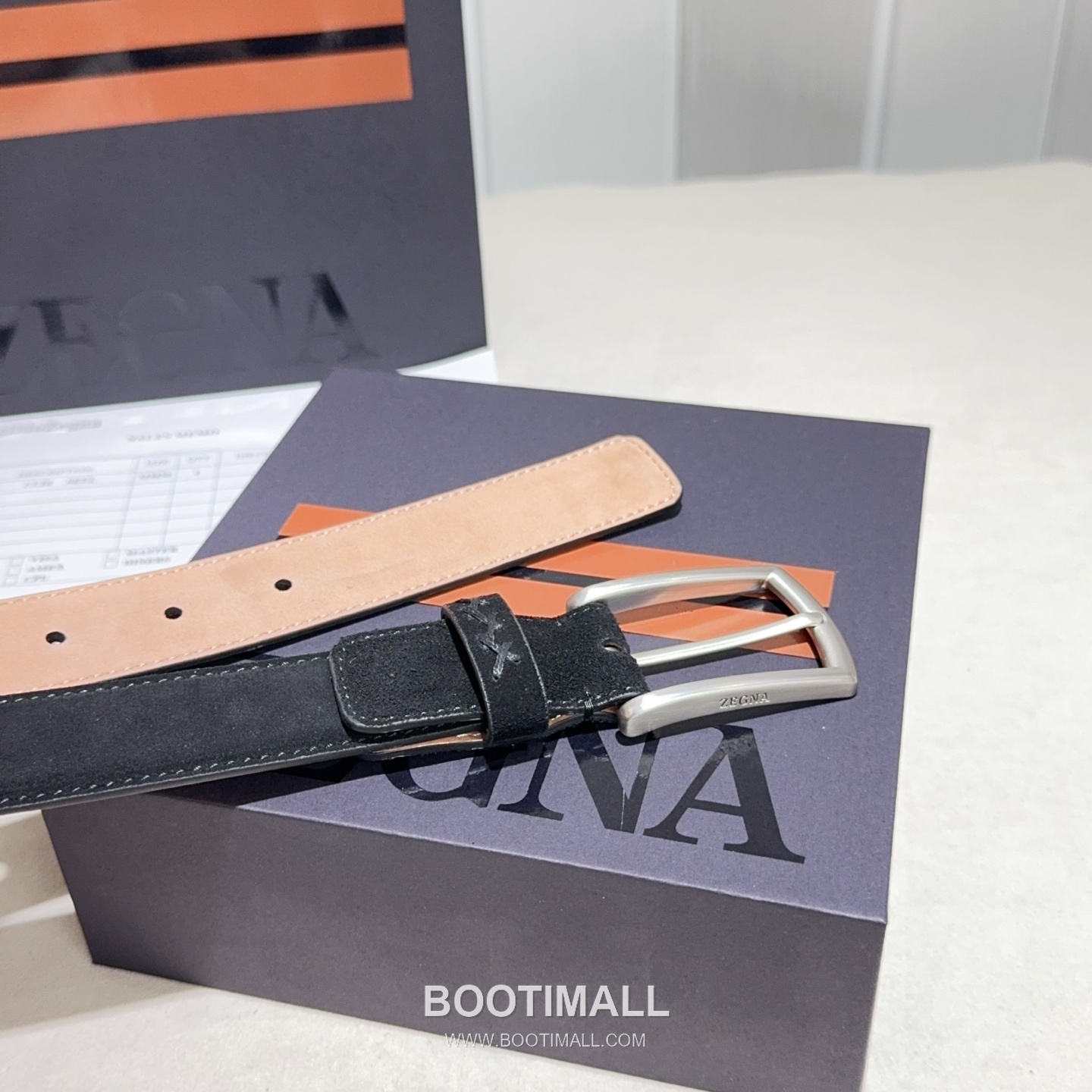 Zegna Suede Calfskin Leather Belt with Pin Buckle Palladium 제냐 스웨이드 카프스킨 레더 벨트 핀 버클 황동 베이스 팔라듐 피니시 3.2cm 6