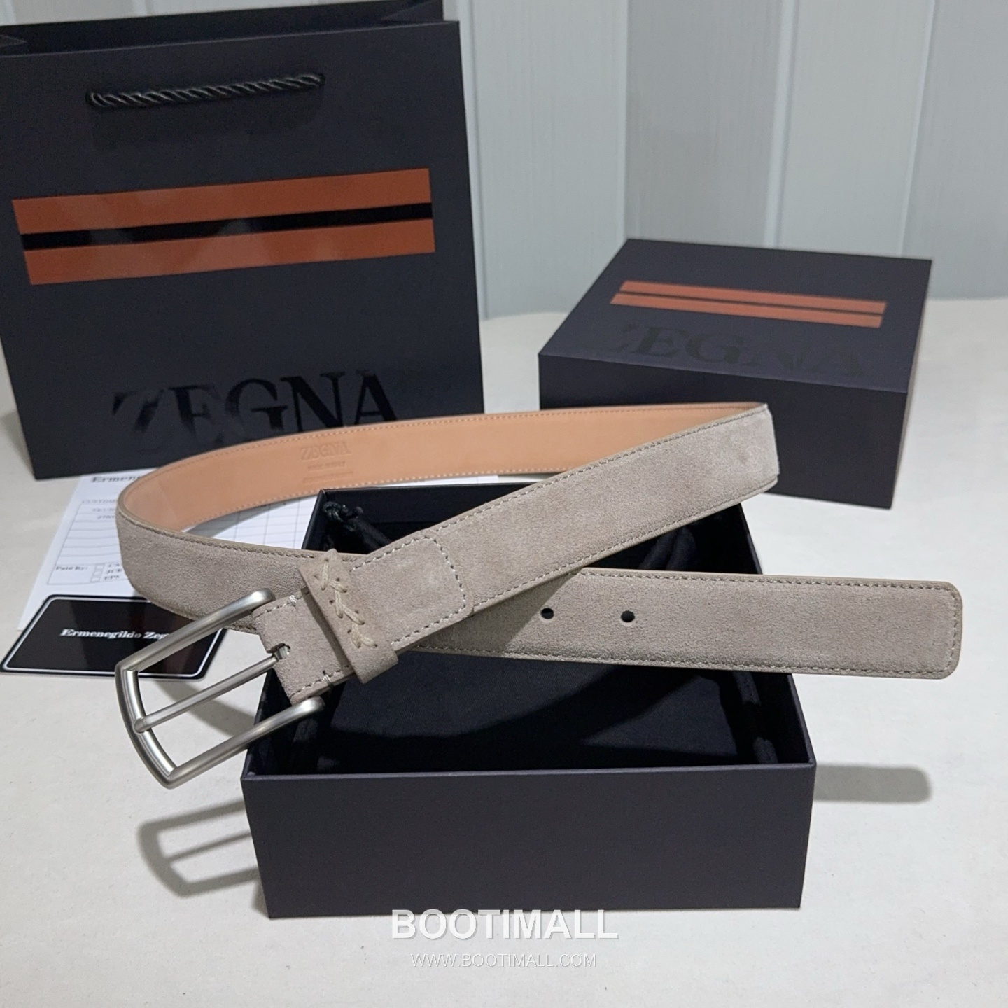 Zegna Suede Calfskin Leather Belt with Pin Buckle Palladium 제냐 스웨이드 카프스킨 레더 벨트 핀 버클 황동 베이스 팔라듐 피니시 3.2cm 3