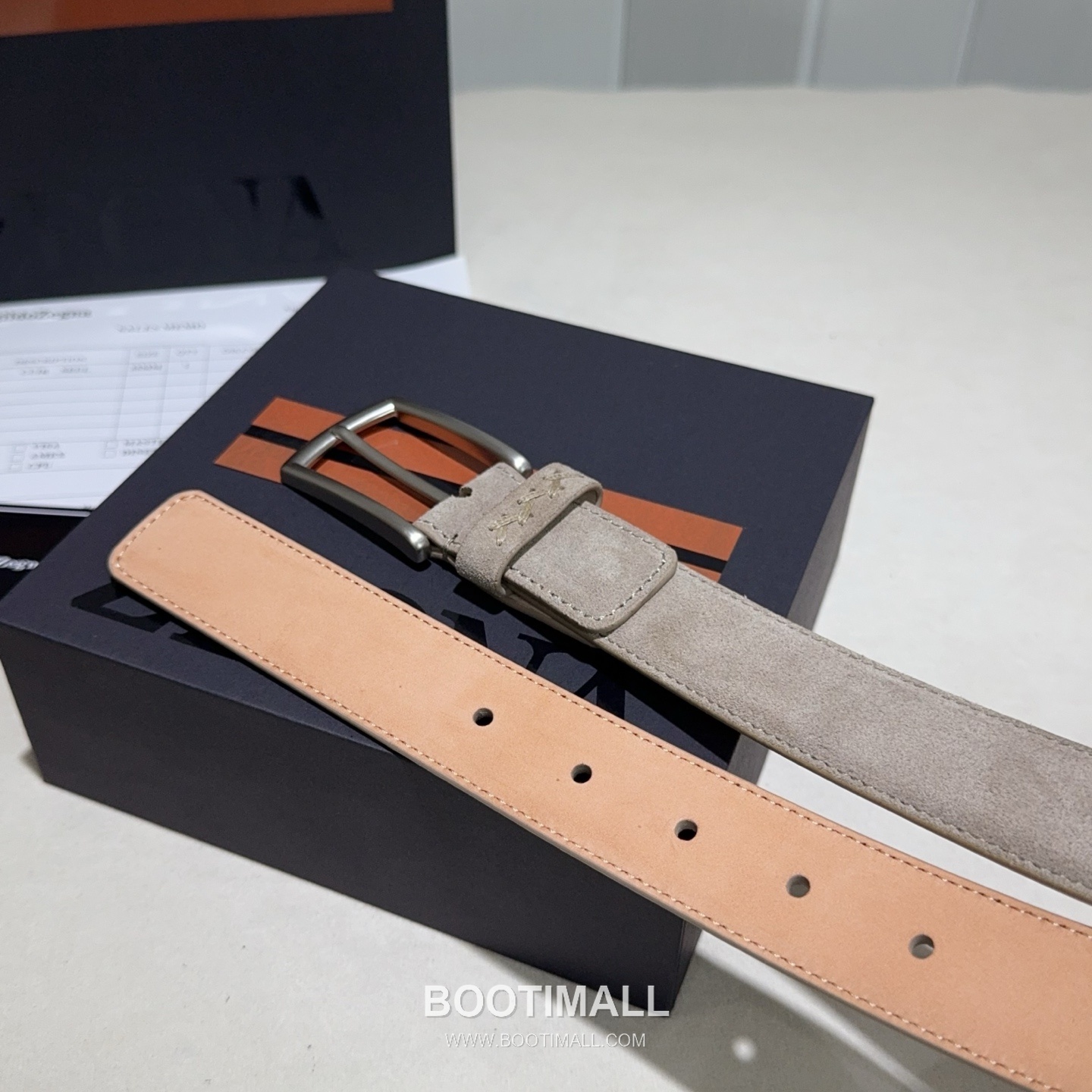 Zegna Suede Calfskin Leather Belt with Pin Buckle Palladium 제냐 스웨이드 카프스킨 레더 벨트 핀 버클 황동 베이스 팔라듐 피니시 3.2cm 4