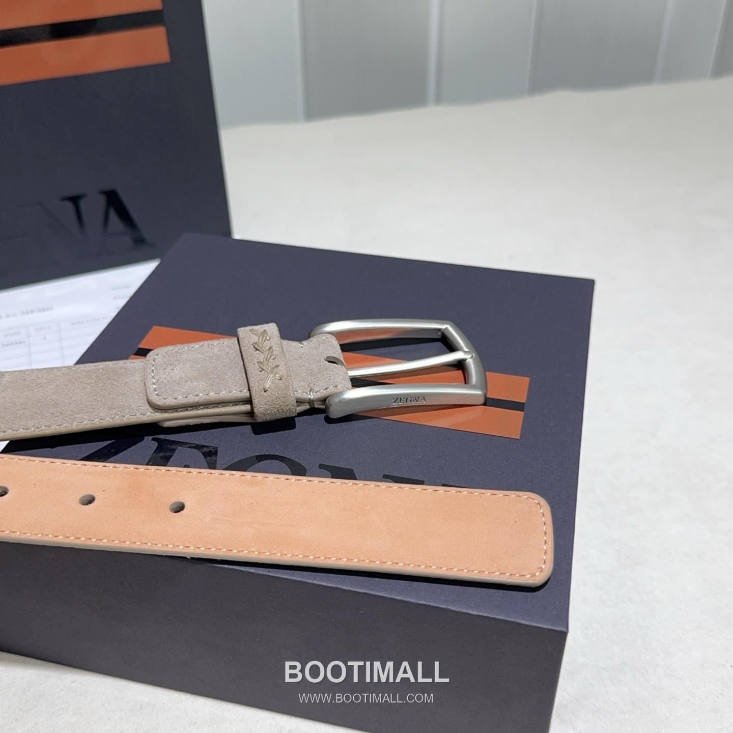 Zegna Suede Calfskin Leather Belt with Pin Buckle Palladium 제냐 스웨이드 카프스킨 레더 벨트 핀 버클 황동 베이스 팔라듐 피니시 3.2cm 6