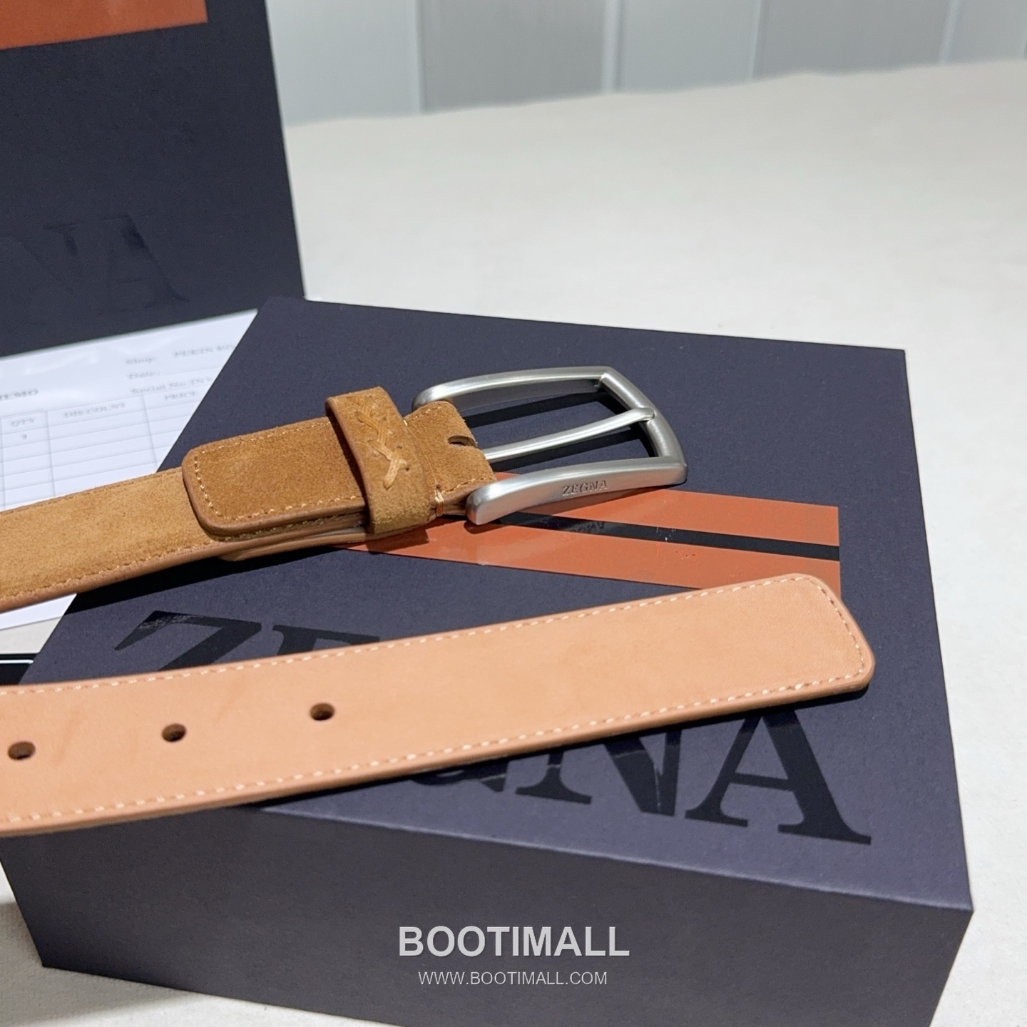 Zegna Suede Calfskin Leather Belt with Pin Buckle Palladium 제냐 스웨이드 카프스킨 레더 벨트 핀 버클 황동 베이스 팔라듐 피니시 3.2cm 6