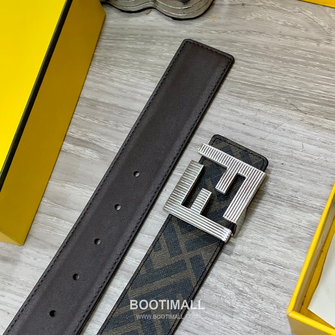 Fendi FF Cuoio Romano Calfskin Reversible Belt with FF Logo Buckle Palladium 펜디 FF 쿠오이오 로마노 카프스킨 리버서블 벨트 FF 로고 버클 황동 베이스 팔라듐 피니시 4.0cm 8