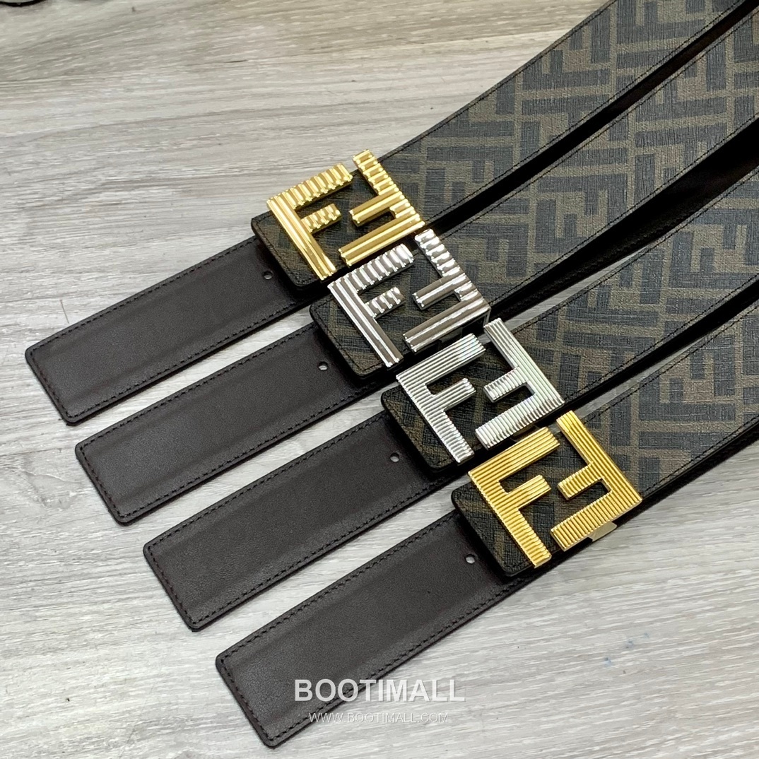Fendi FF Cuoio Romano Calfskin Reversible Belt with FF Logo Buckle Palladium 펜디 FF 쿠오이오 로마노 카프스킨 리버서블 벨트 FF 로고 버클 황동 베이스 팔라듐 피니시 4.0cm 9