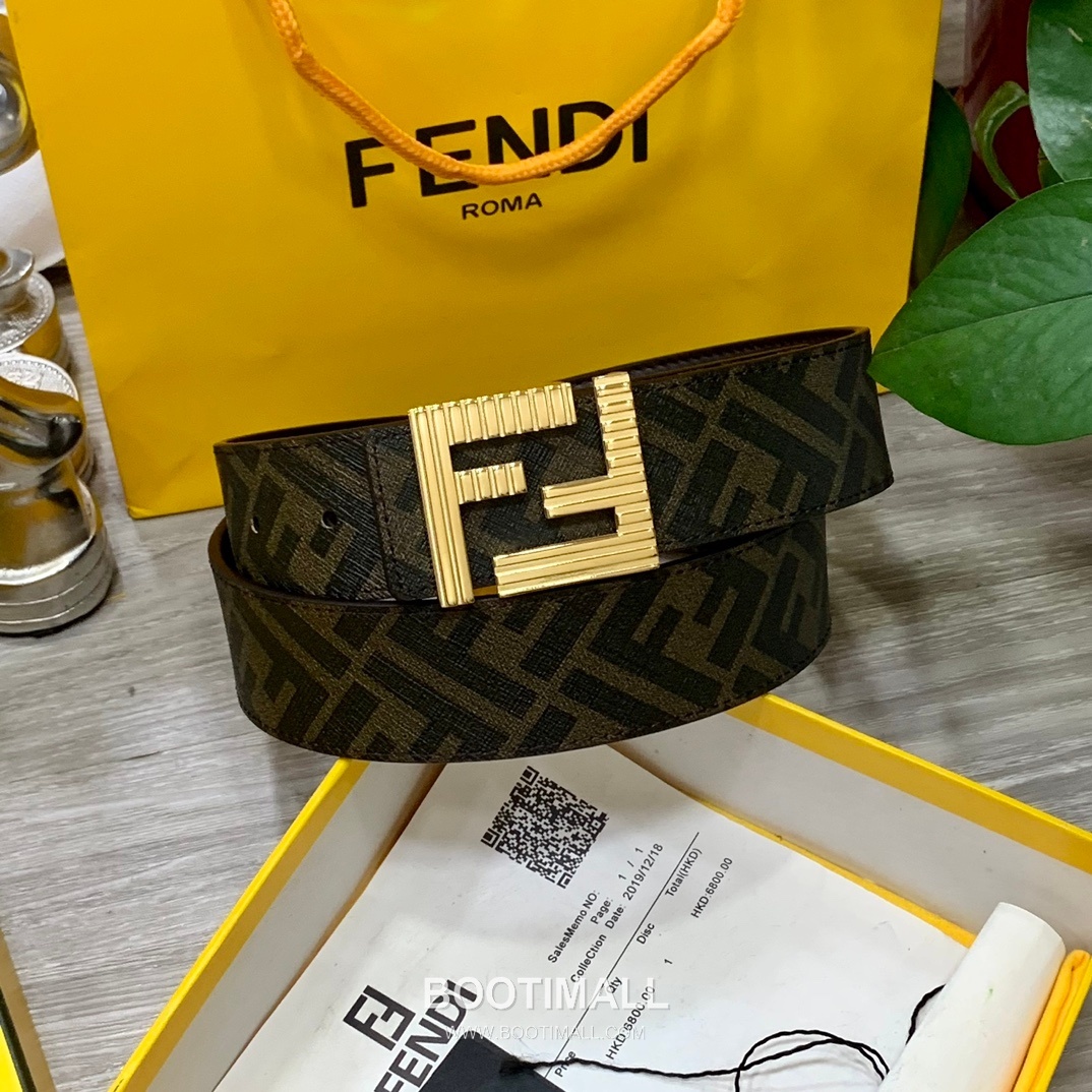Fendi FF Cuoio Romano Calfskin Reversible Belt with FF Logo Buckle Palladium 펜디 FF 쿠오이오 로마노 카프스킨 리버서블 벨트 FF 로고 버클 황동 베이스 팔라듐 피니시 4.0cm 5
