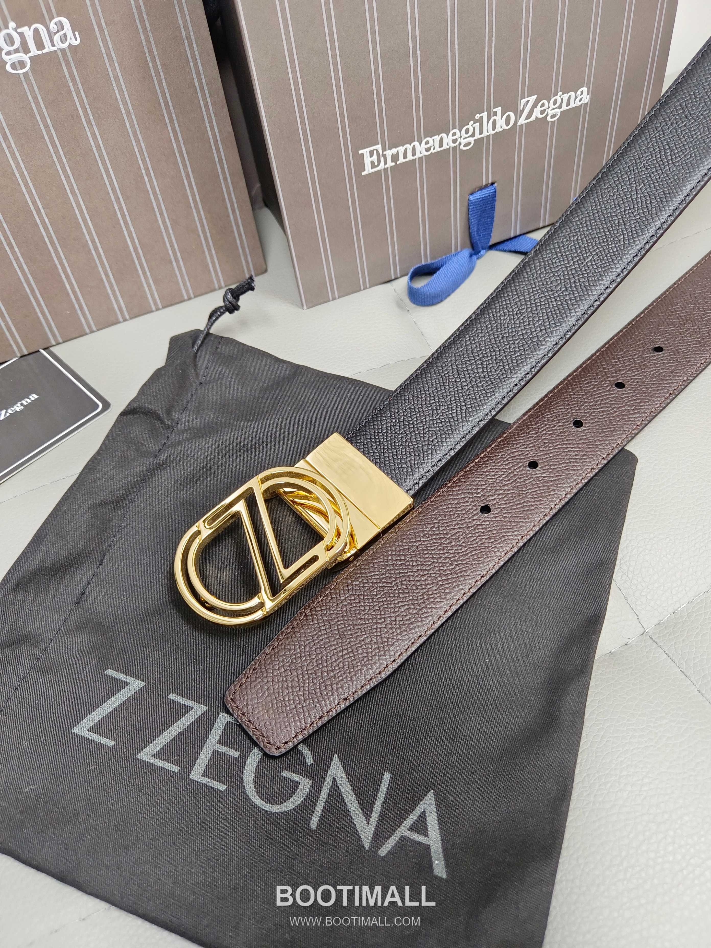 Zegna Calfskin Leather Belt with Gancio Buckle Palladium 제냐 카프스킨 레더 벨트 간치니 버클 황동 베이스 팔라듐 피니시 3.5cm 1