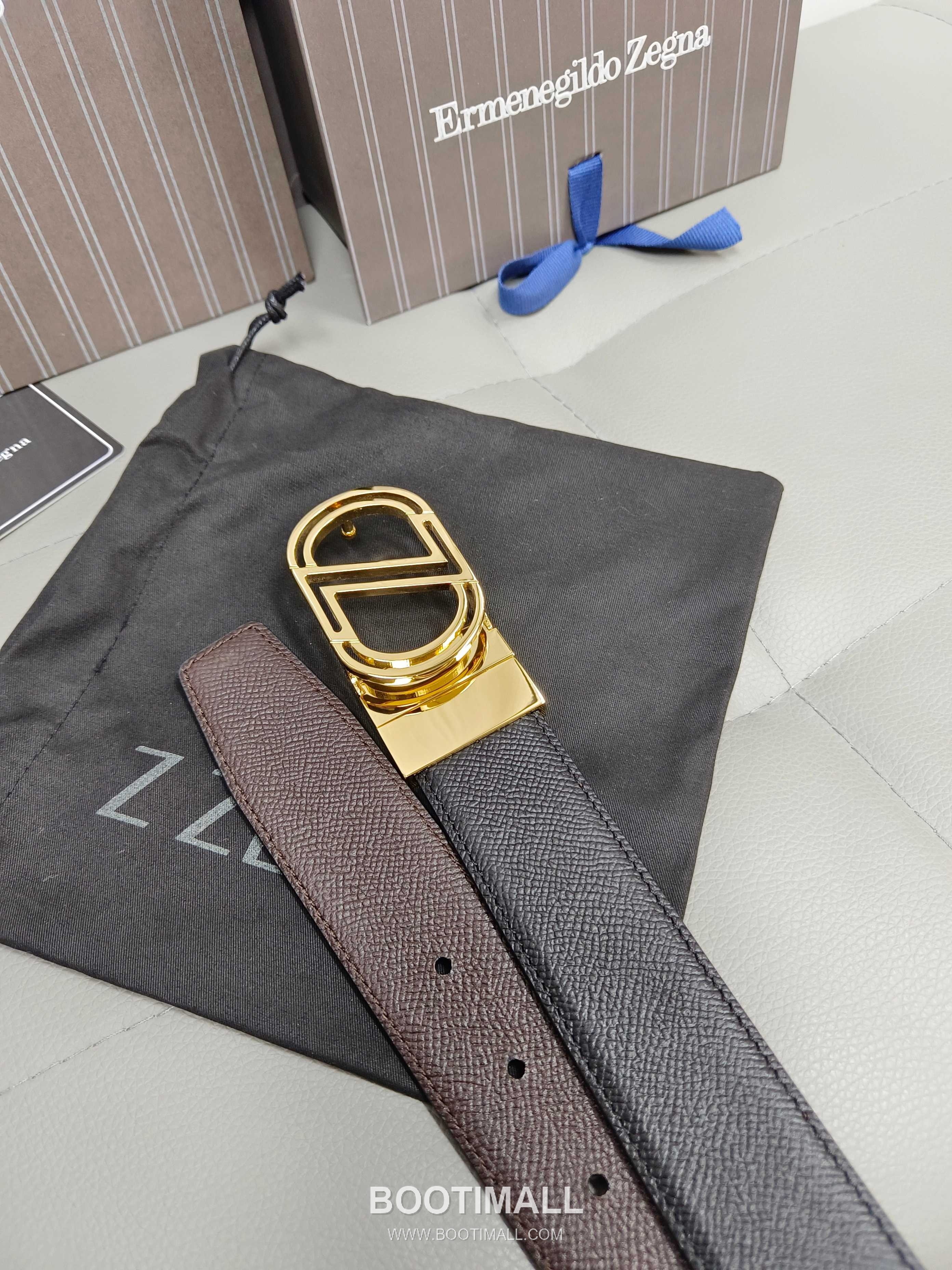 Zegna Calfskin Leather Belt with Gancio Buckle Palladium 제냐 카프스킨 레더 벨트 간치니 버클 황동 베이스 팔라듐 피니시 3.5cm 2