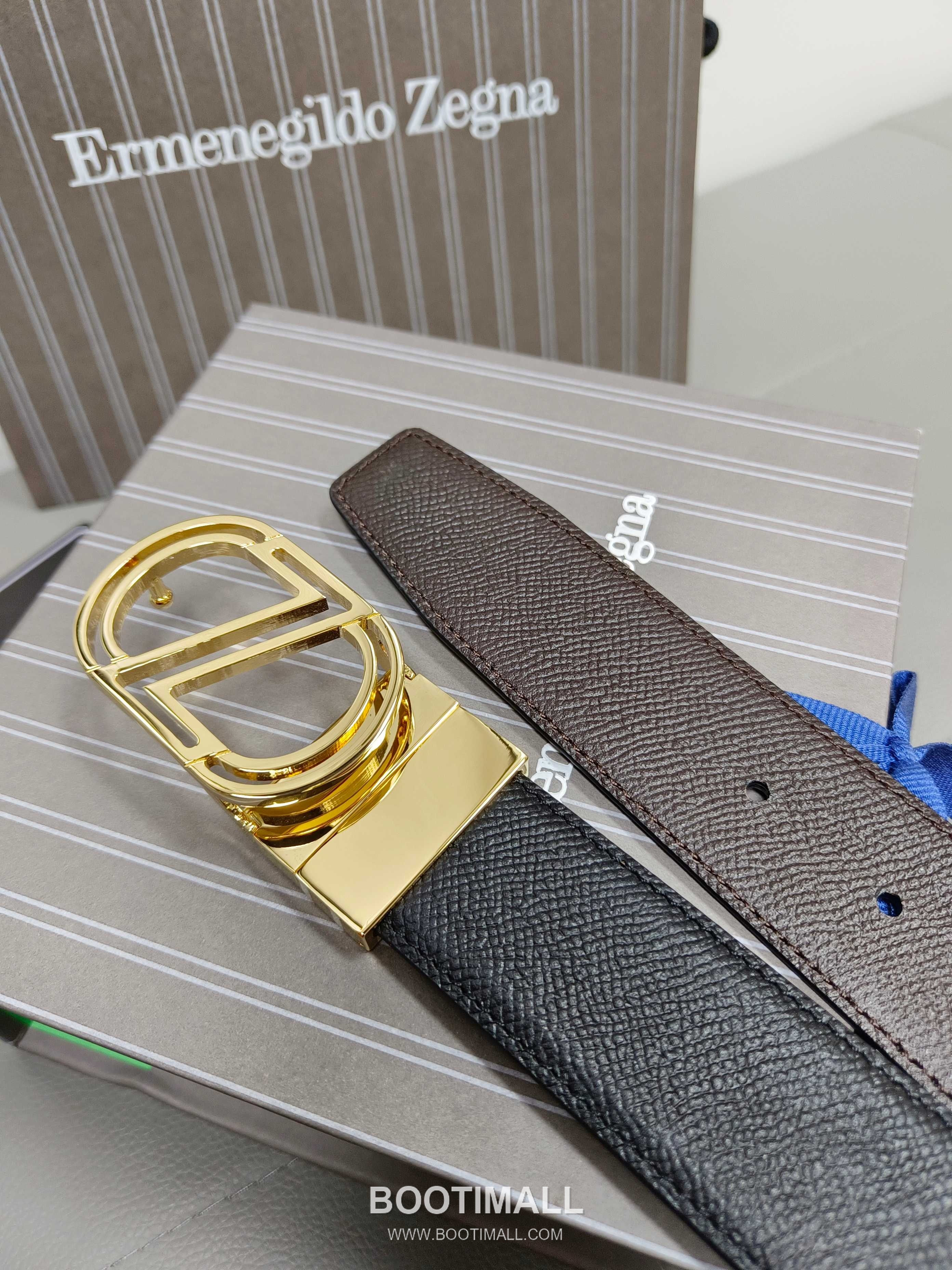 Zegna Calfskin Leather Belt with Gancio Buckle Palladium 제냐 카프스킨 레더 벨트 간치니 버클 황동 베이스 팔라듐 피니시 3.5cm 4