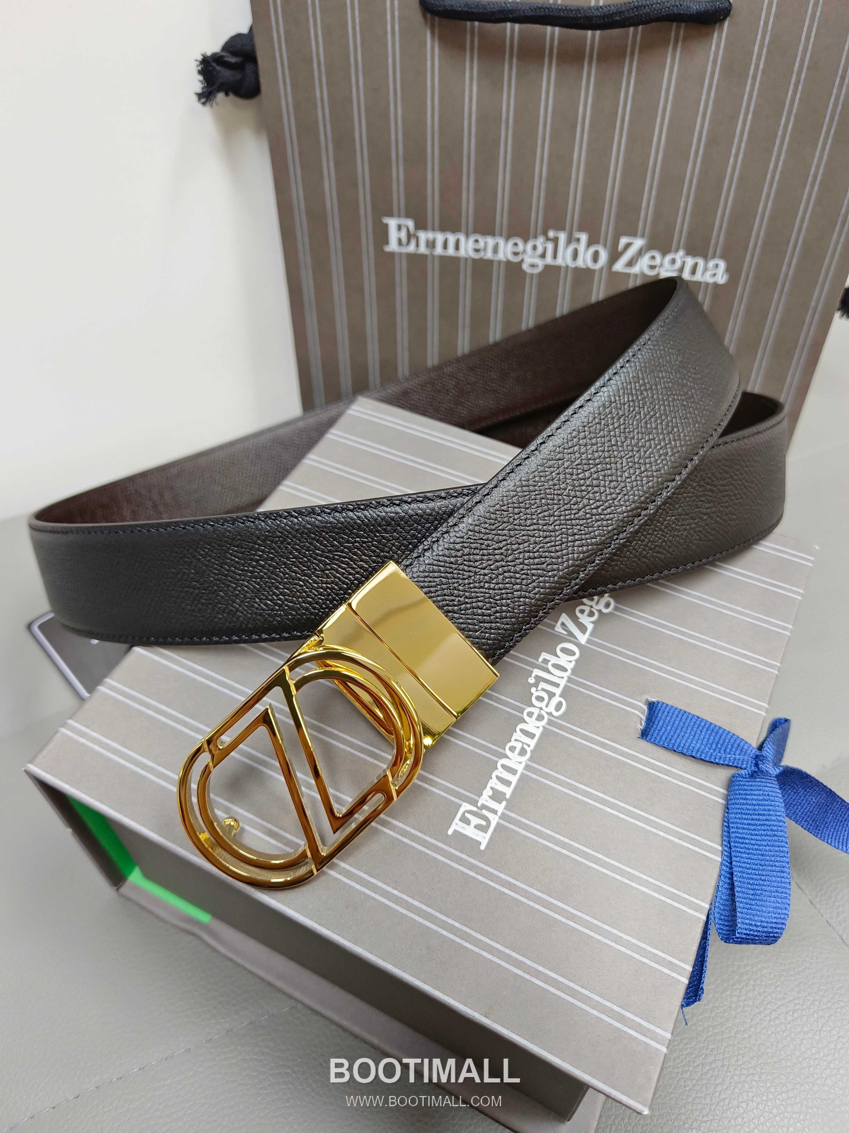 Zegna Calfskin Leather Belt with Gancio Buckle Palladium 제냐 카프스킨 레더 벨트 간치니 버클 황동 베이스 팔라듐 피니시 3.5cm 5