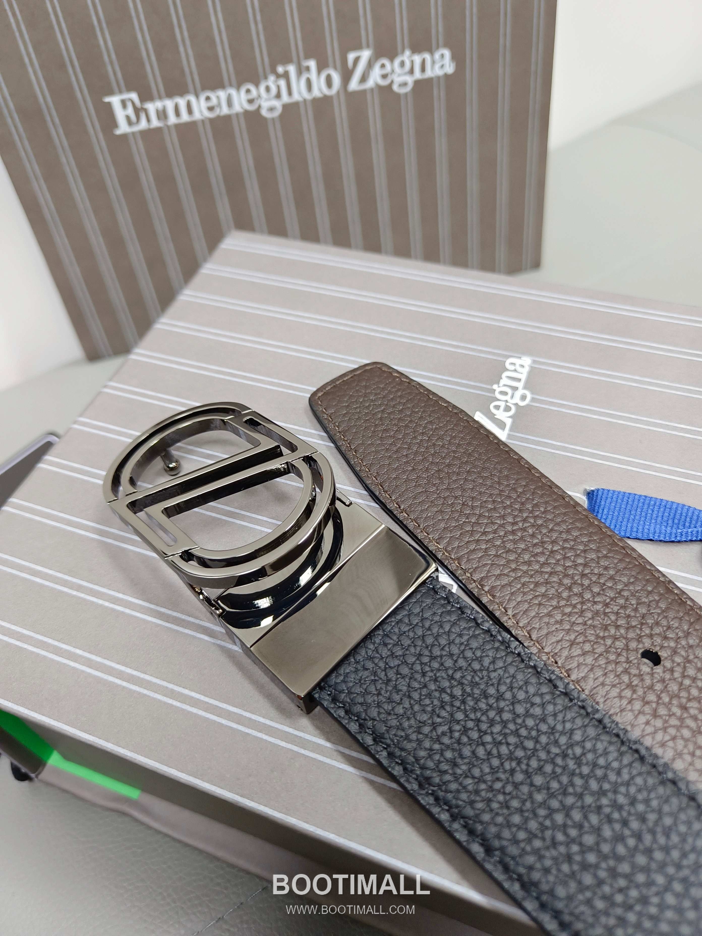 Zegna Calfskin Leather Belt with Gancio Buckle Palladium 제냐 카프스킨 레더 벨트 간치니 버클 황동 베이스 팔라듐 피니시 3.5cm 4