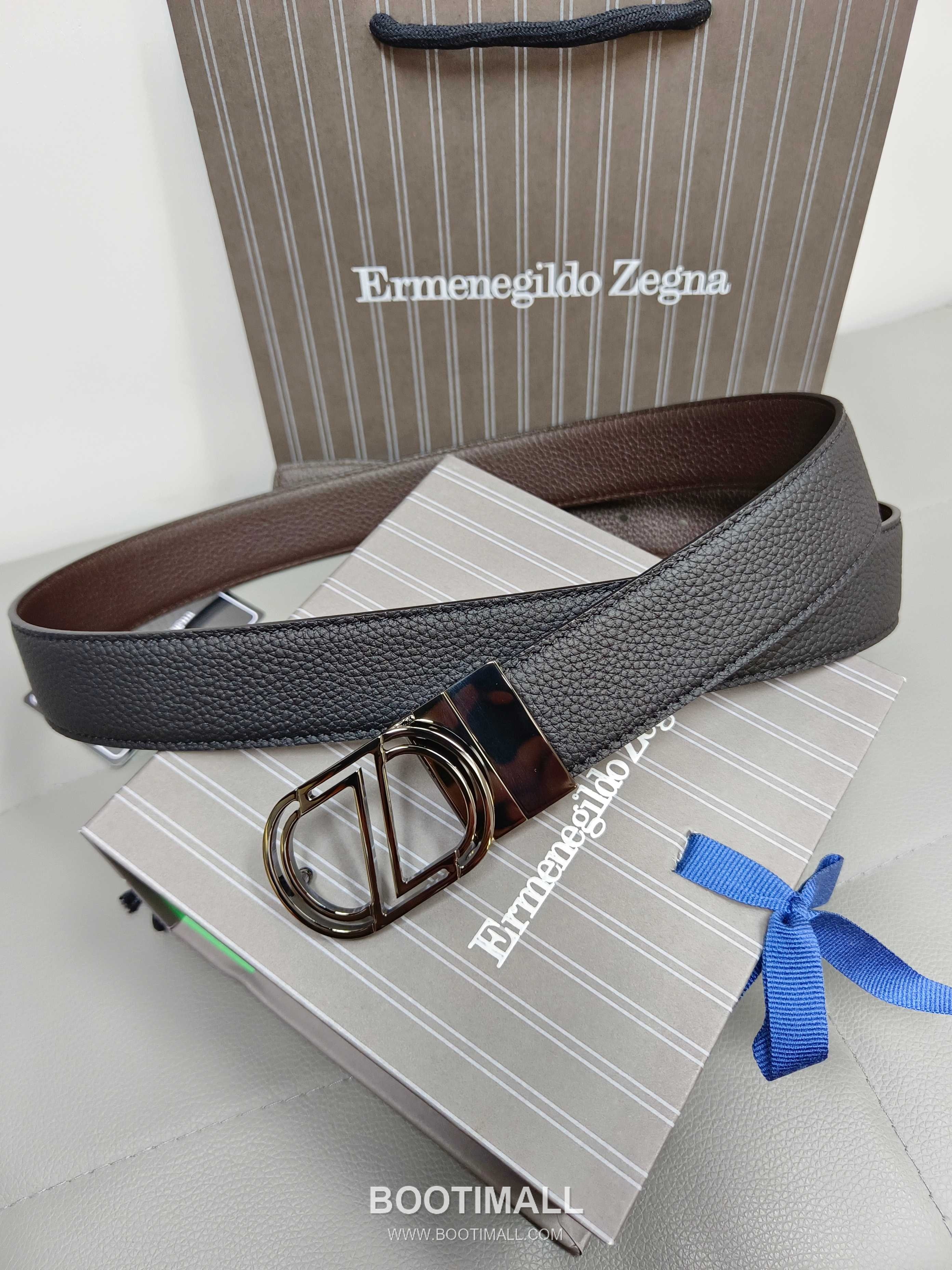 Zegna Calfskin Leather Belt with Gancio Buckle Palladium 제냐 카프스킨 레더 벨트 간치니 버클 황동 베이스 팔라듐 피니시 3.5cm 5