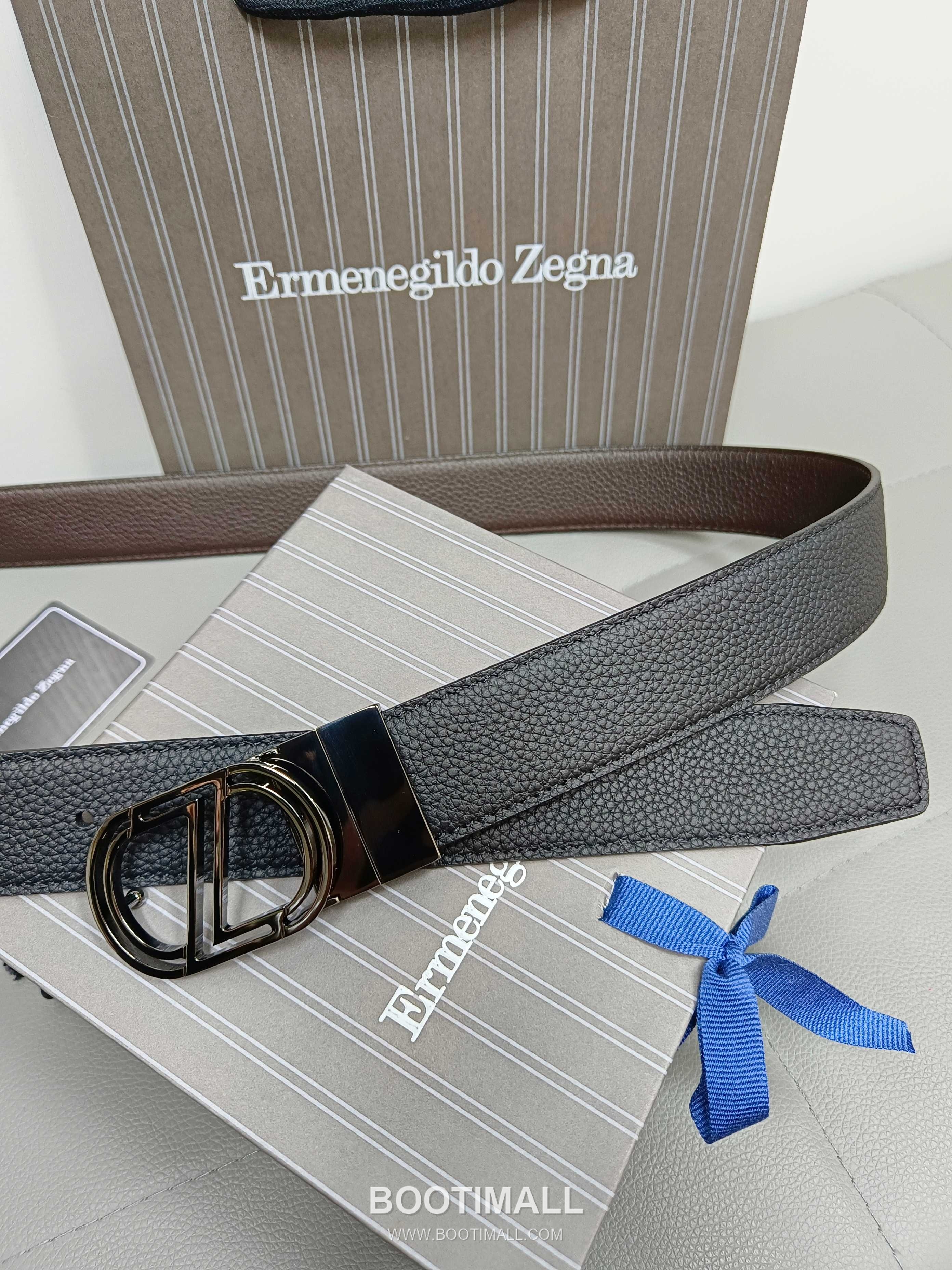 Zegna Calfskin Leather Belt with Gancio Buckle Palladium 제냐 카프스킨 레더 벨트 간치니 버클 황동 베이스 팔라듐 피니시 3.5cm 6