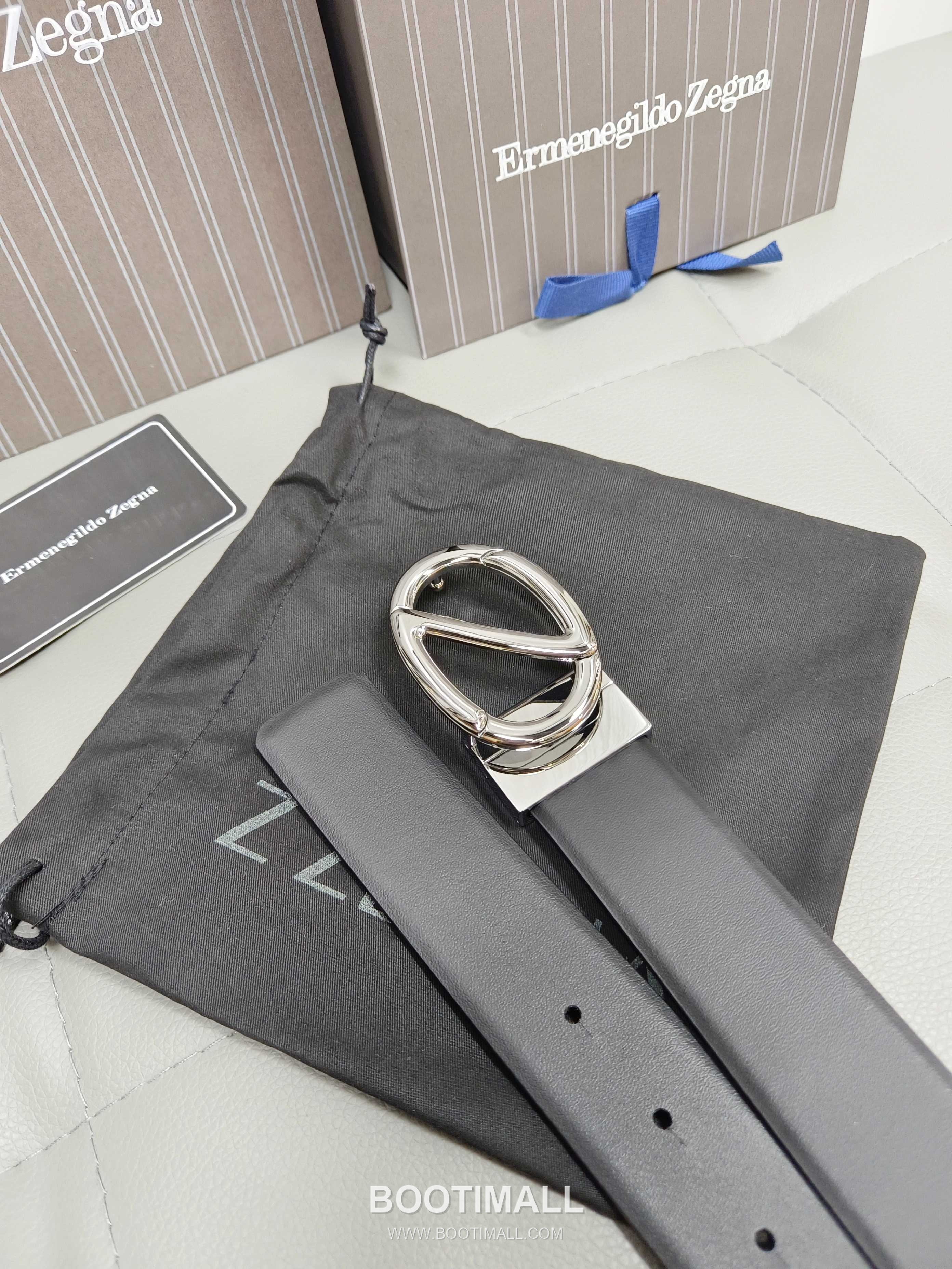 Zegna Calfskin Leather Belt with Gancio Buckle Palladium 제냐 카프스킨 레더 벨트 간치니 버클 황동 베이스 팔라듐 피니시 3.5cm 2