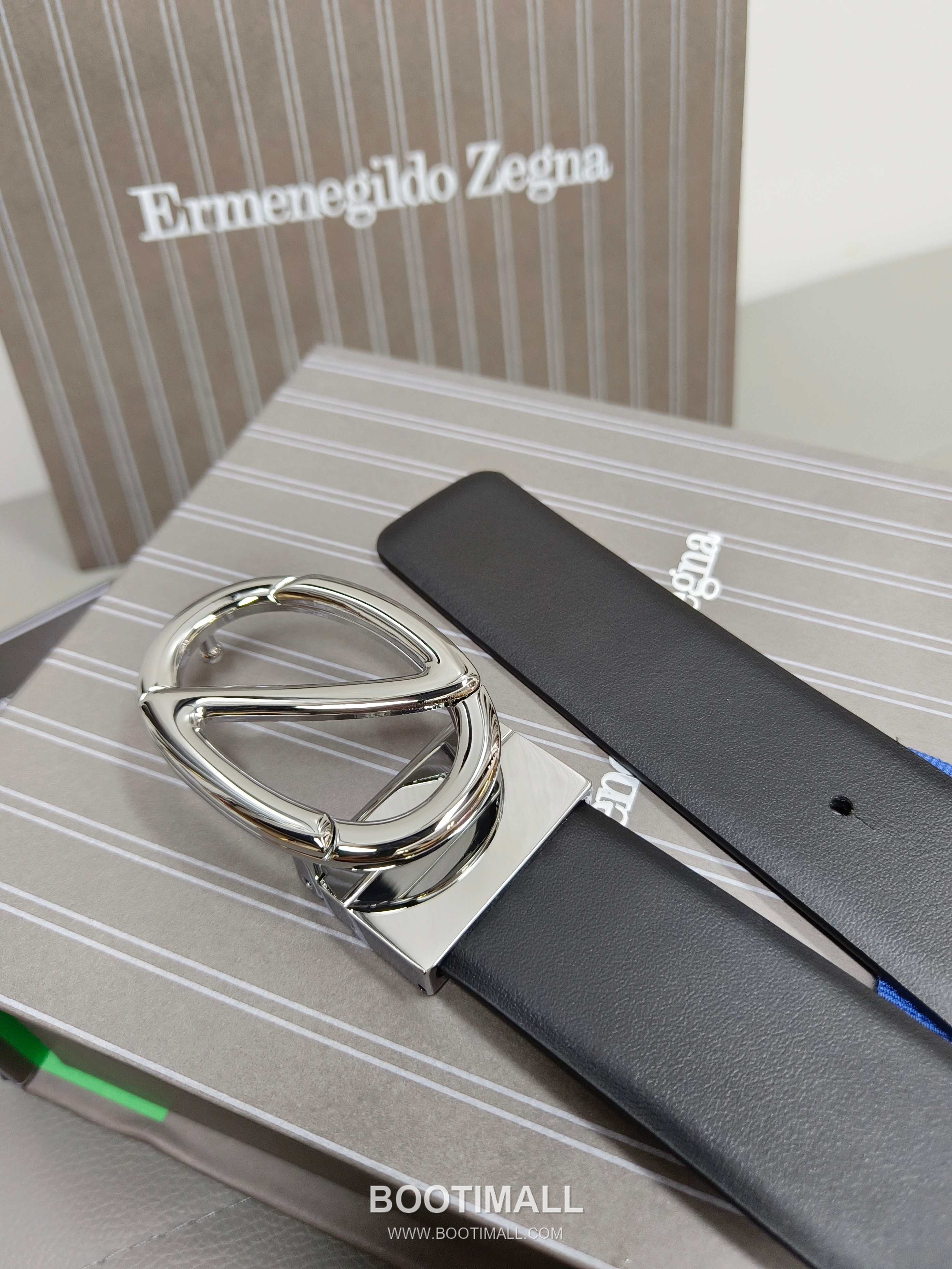 Zegna Calfskin Leather Belt with Gancio Buckle Palladium 제냐 카프스킨 레더 벨트 간치니 버클 황동 베이스 팔라듐 피니시 3.5cm 4