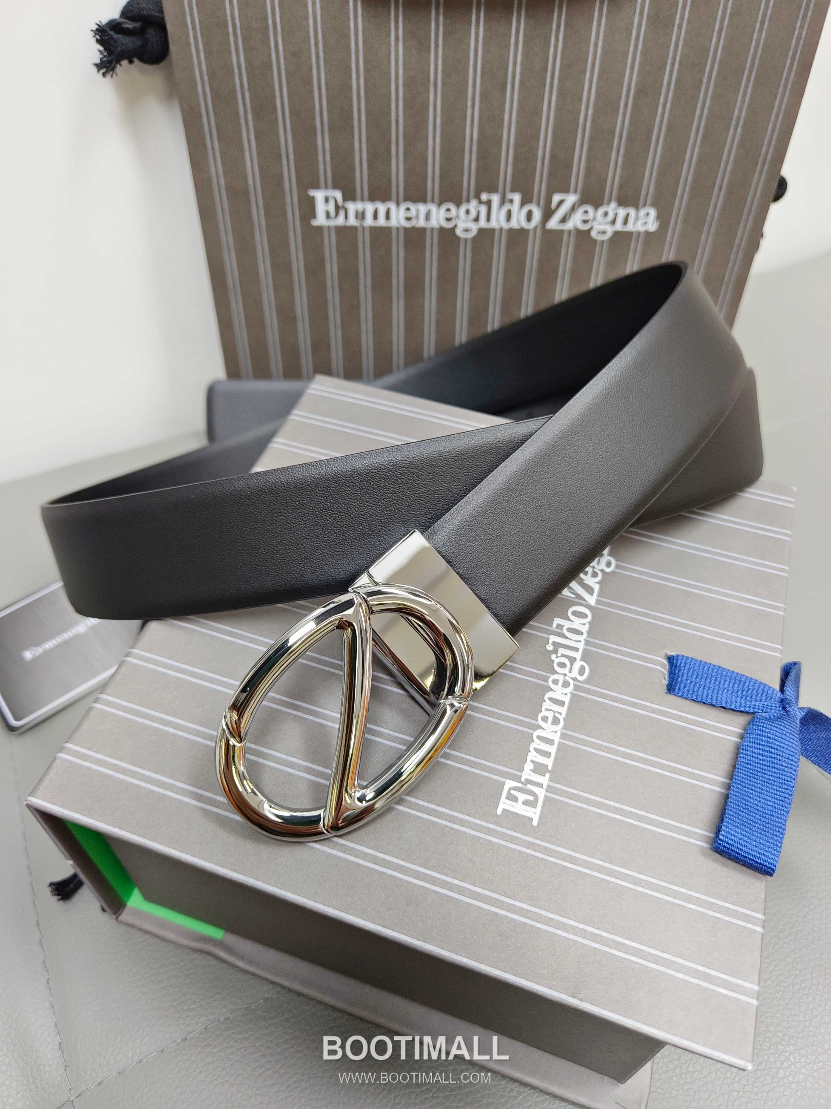 Zegna Calfskin Leather Belt with Gancio Buckle Palladium 제냐 카프스킨 레더 벨트 간치니 버클 황동 베이스 팔라듐 피니시 3.5cm 5