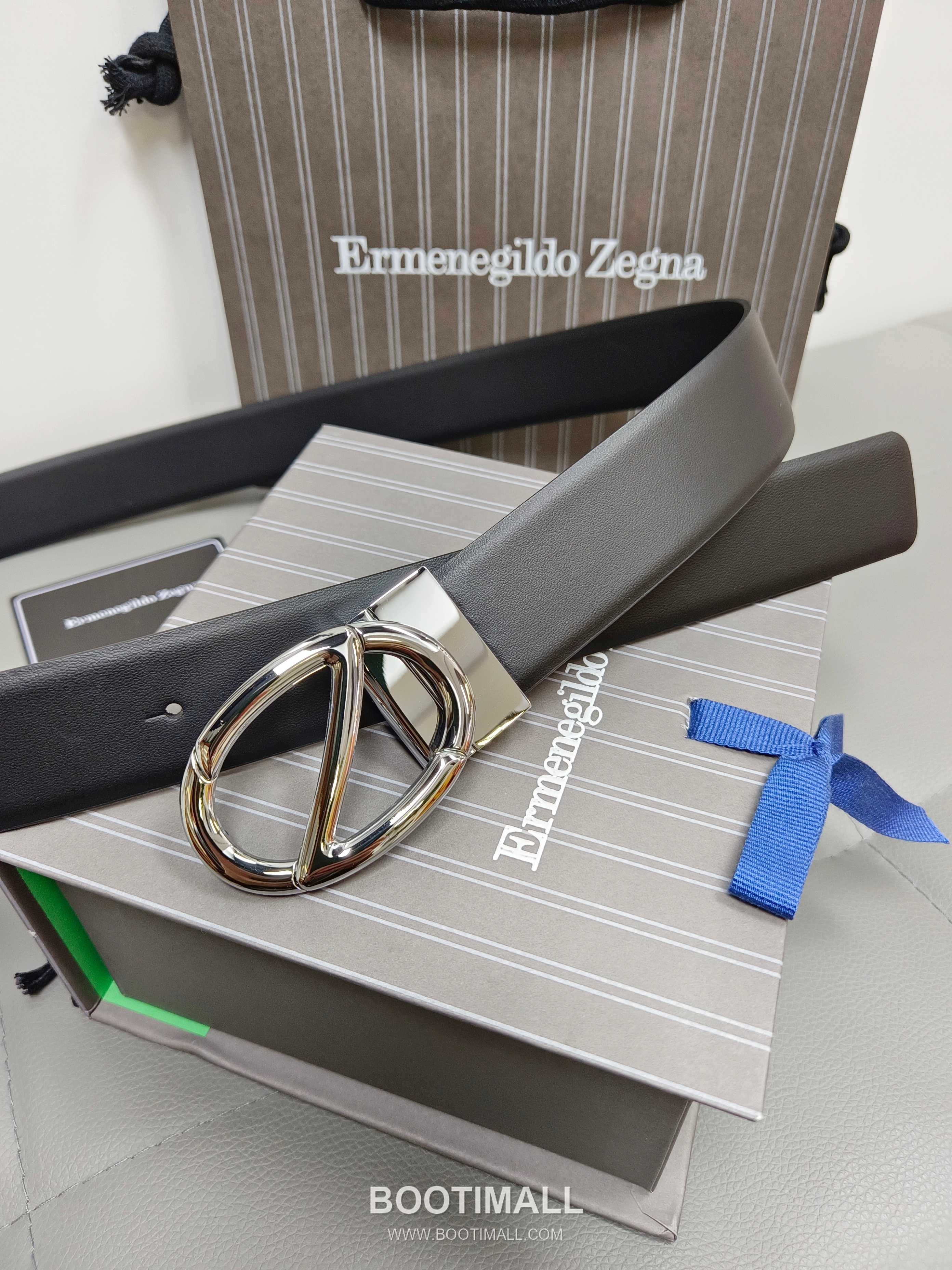 Zegna Calfskin Leather Belt with Gancio Buckle Palladium 제냐 카프스킨 레더 벨트 간치니 버클 황동 베이스 팔라듐 피니시 3.5cm 6