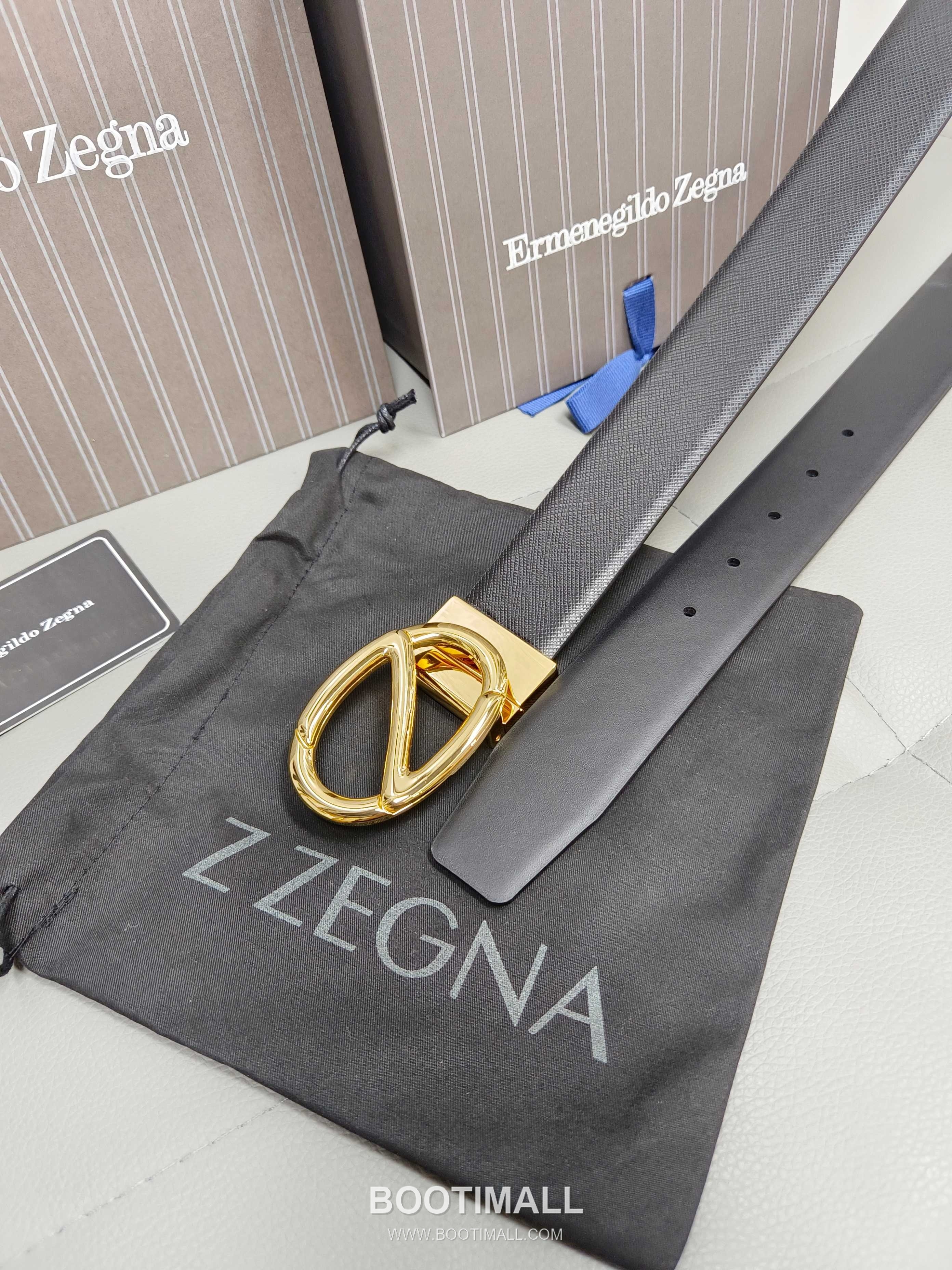 Zegna Calfskin Leather Belt with Gancio Buckle Palladium 제냐 카프스킨 레더 벨트 간치니 버클 황동 베이스 팔라듐 피니시 3.5cm 1