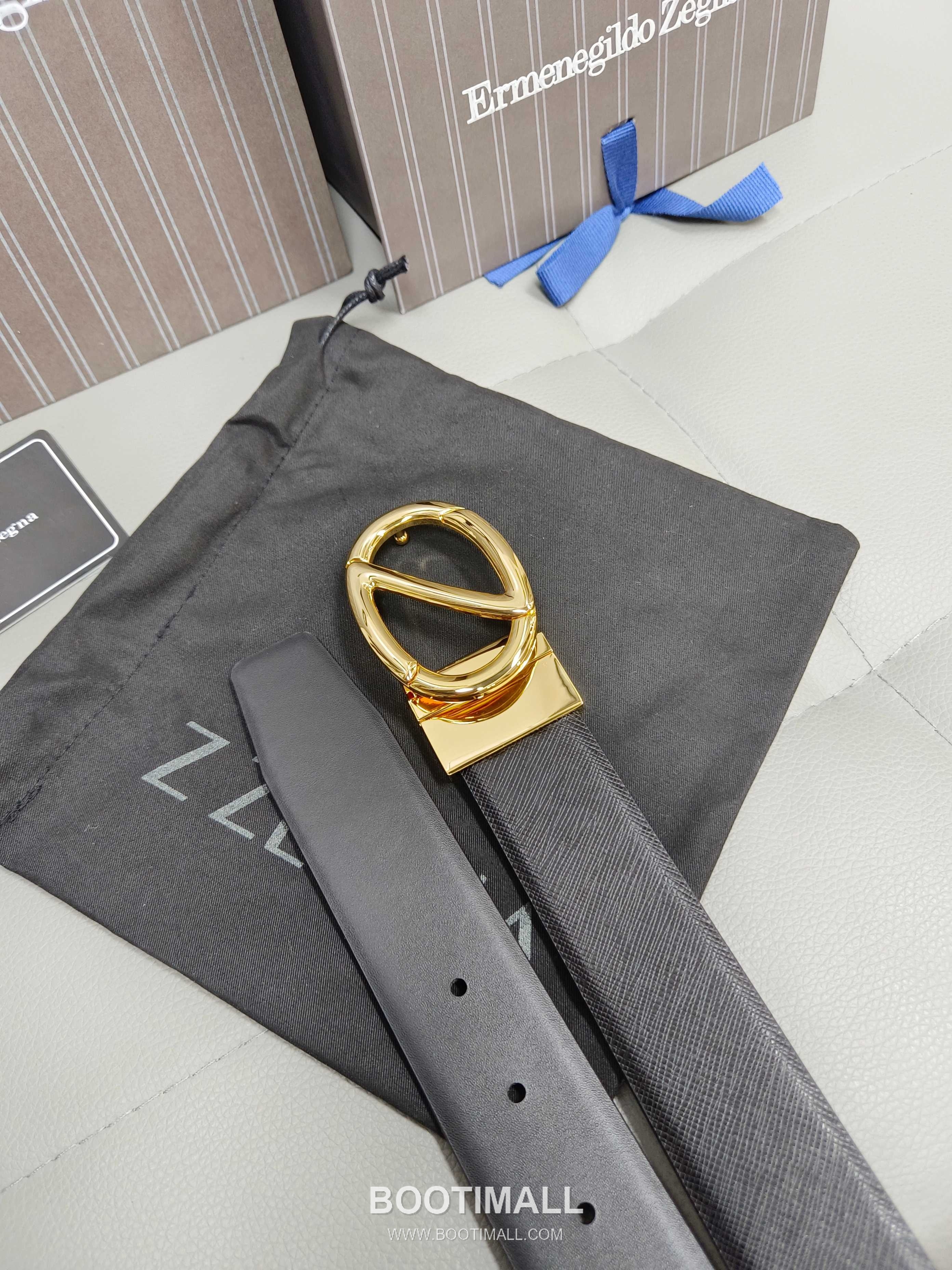 Zegna Calfskin Leather Belt with Gancio Buckle Palladium 제냐 카프스킨 레더 벨트 간치니 버클 황동 베이스 팔라듐 피니시 3.5cm 2