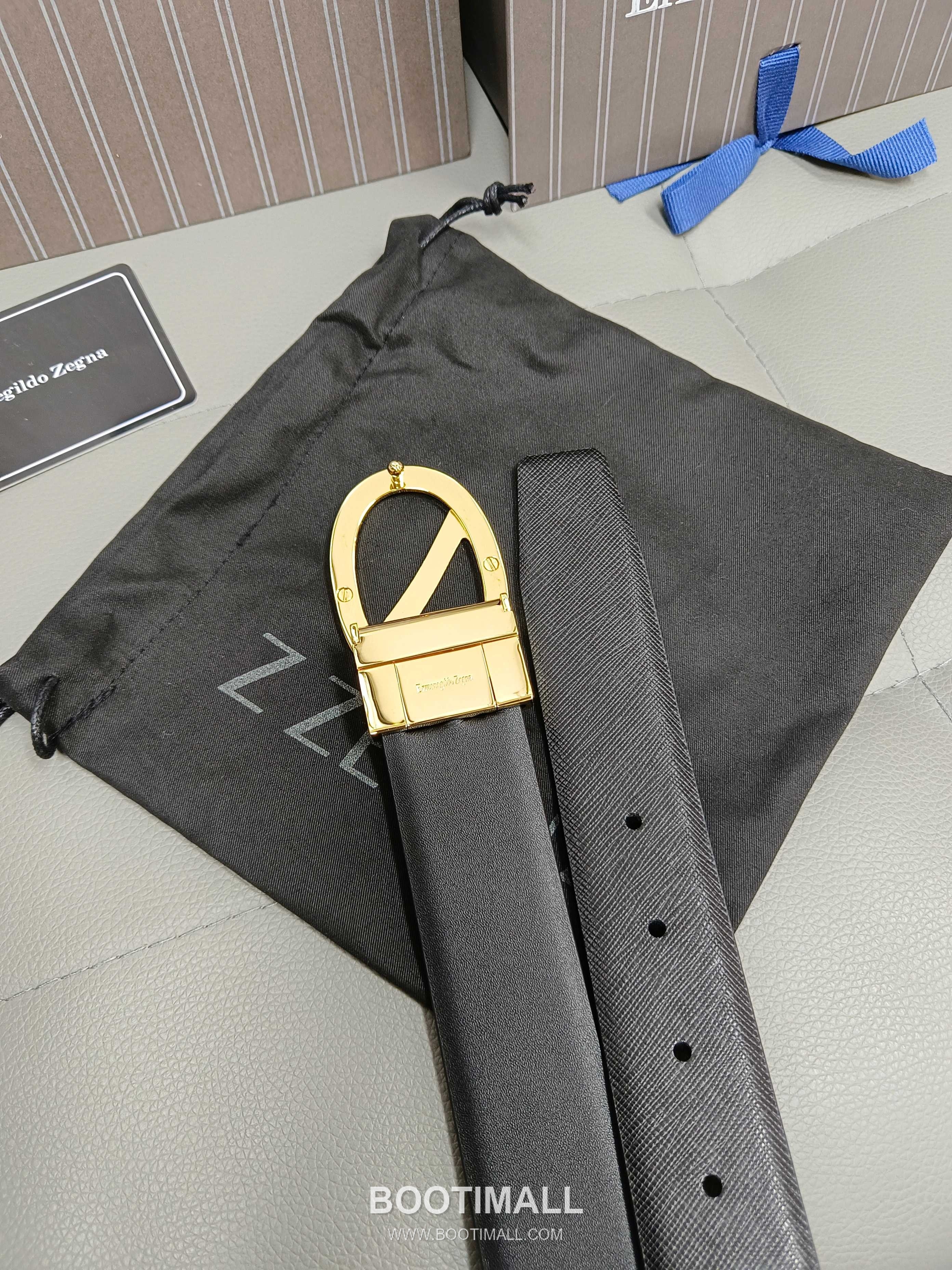 Zegna Calfskin Leather Belt with Gancio Buckle Palladium 제냐 카프스킨 레더 벨트 간치니 버클 황동 베이스 팔라듐 피니시 3.5cm 3