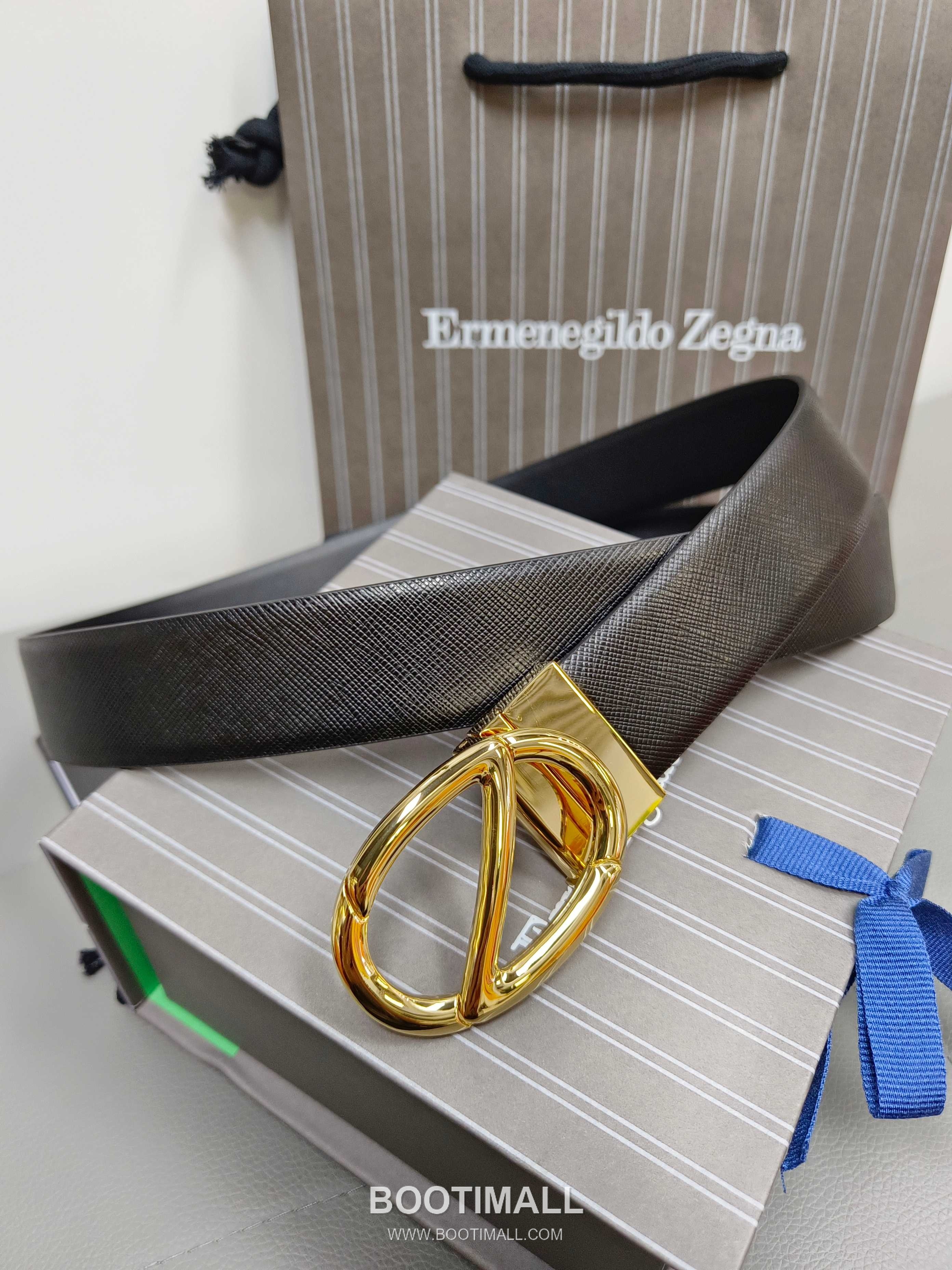 Zegna Calfskin Leather Belt with Gancio Buckle Palladium 제냐 카프스킨 레더 벨트 간치니 버클 황동 베이스 팔라듐 피니시 3.5cm 5